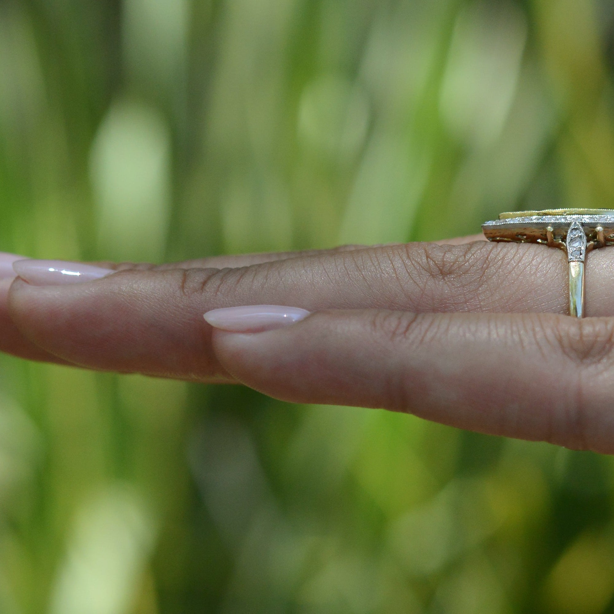 Sapphire and Diamond Edwardian Navette Ring