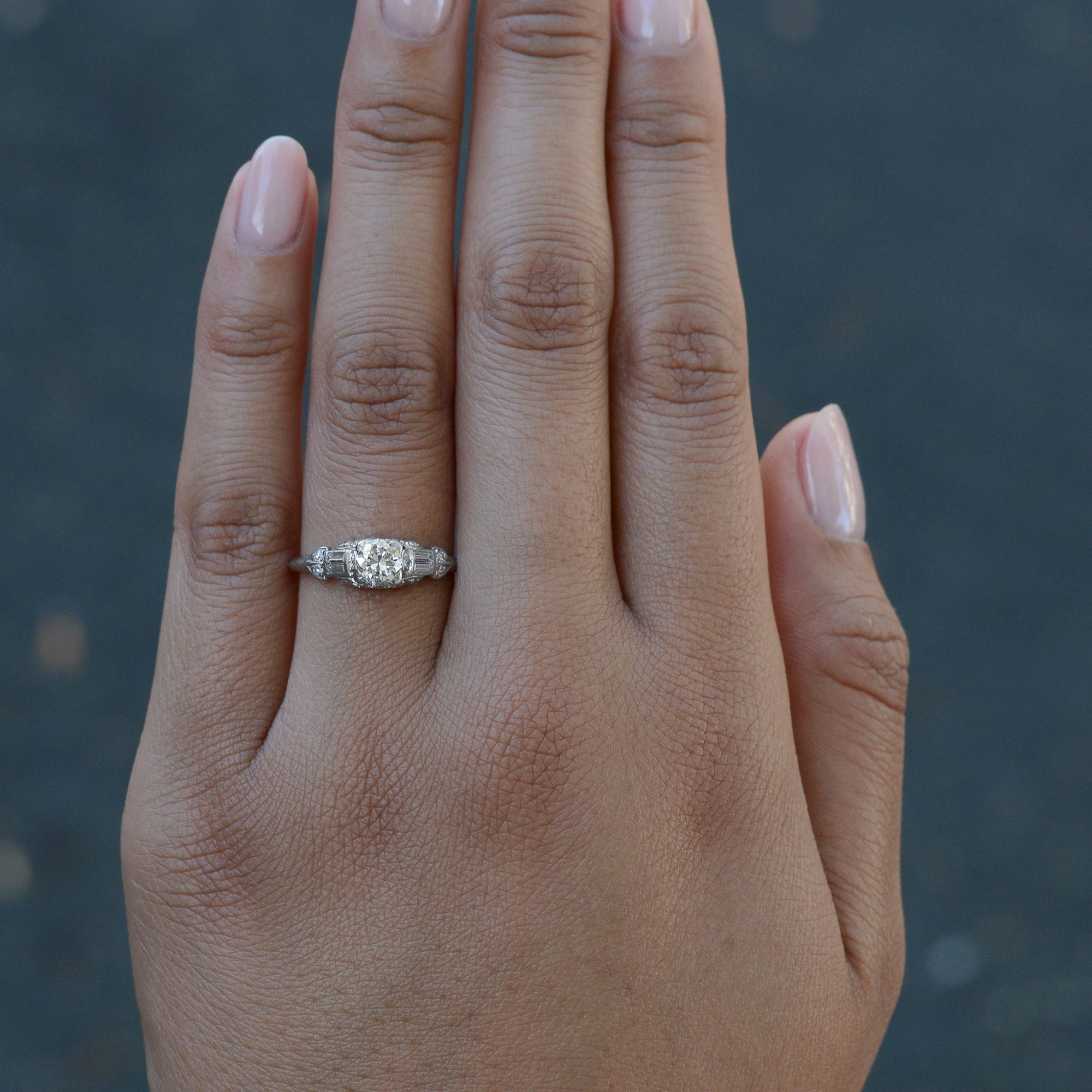 Shreve & Co. Art Deco Diamond 0.83 ctw Engagement Ring