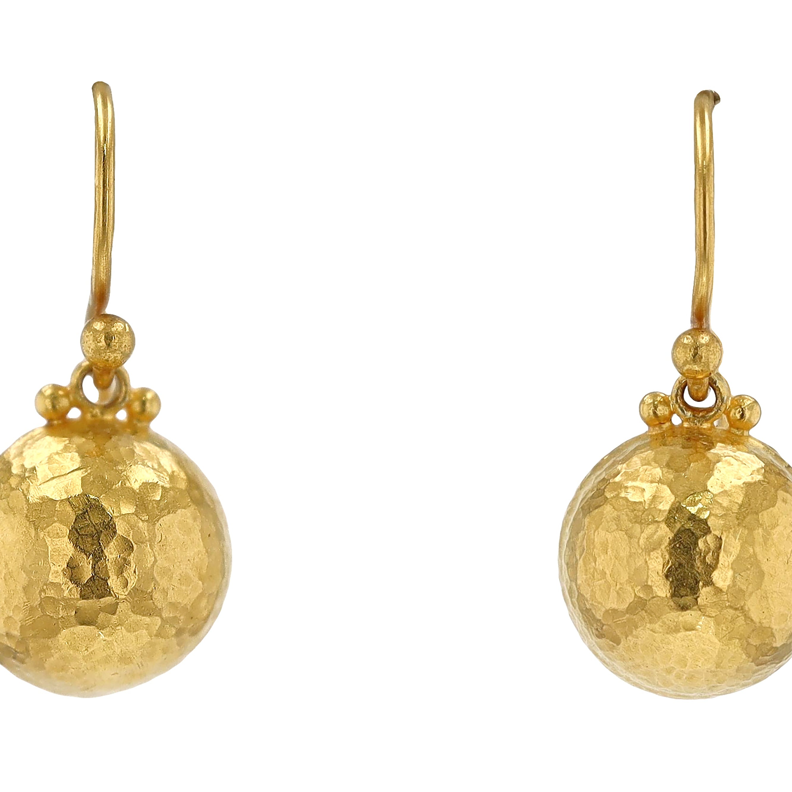 Signed Gurhan 24kt Gold Hammered Spell Drop Earrings