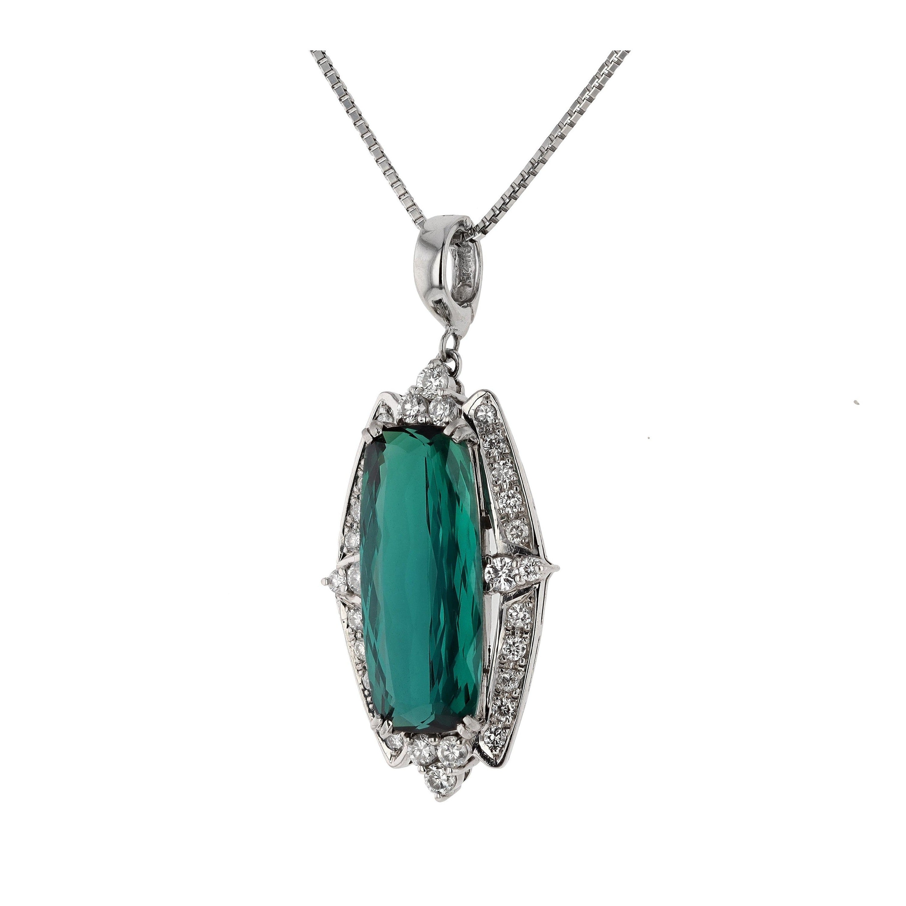 Sleek 10 Carat Tourmaline and Diamond Enhancer Necklace