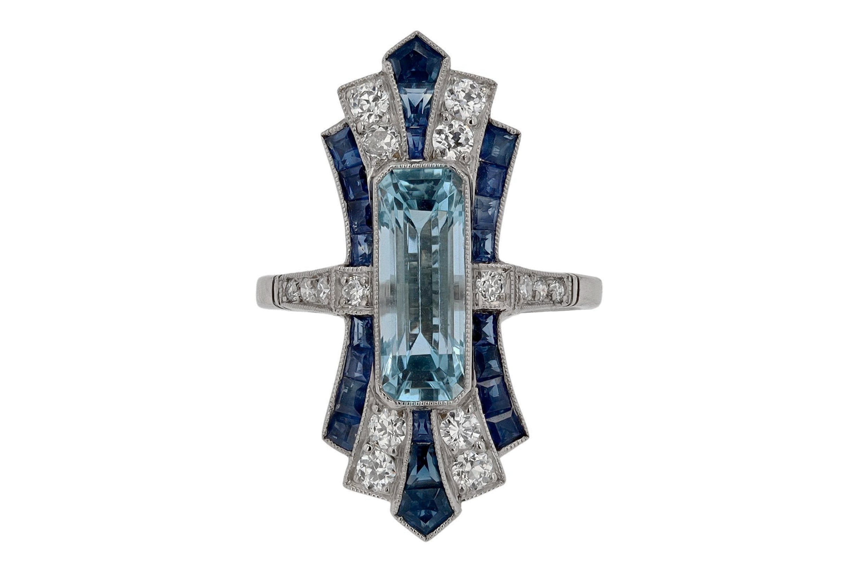 Art Deco Aquamarine Ring