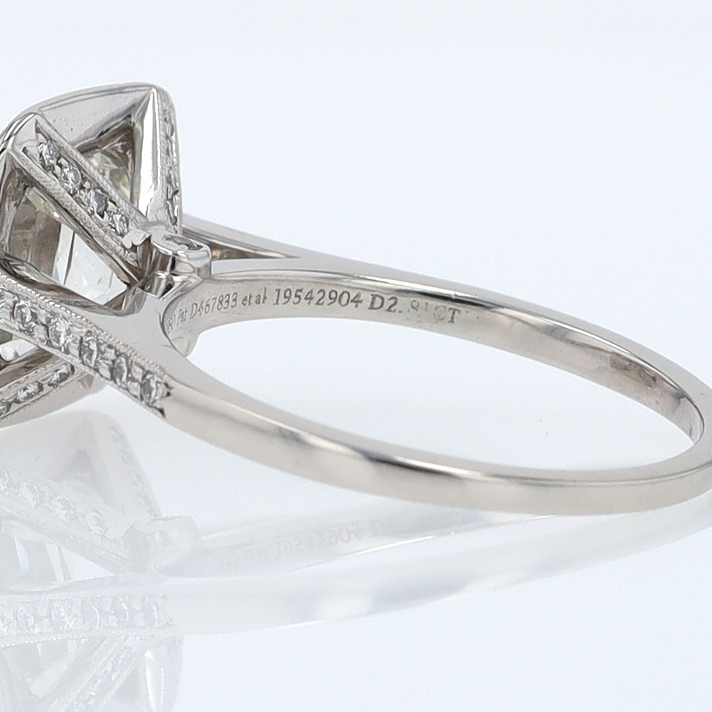 SOLD Tiffany & Co. 2.81 Carat Cushion Diamond Engagement Ring