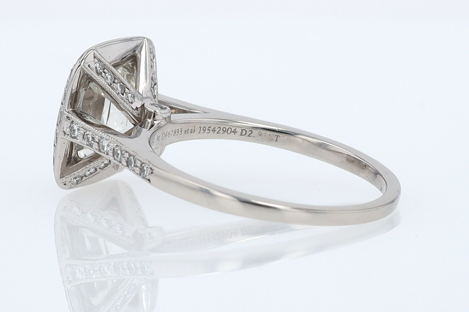 SOLD Tiffany & Co. 2.81 Carat Cushion Diamond Engagement Ring