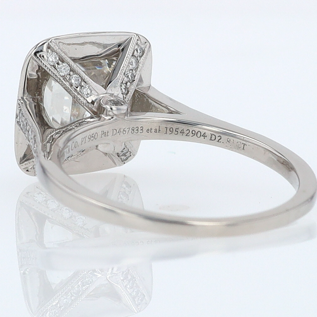 SOLD Tiffany & Co. 2.81 Carat Cushion Diamond Engagement Ring