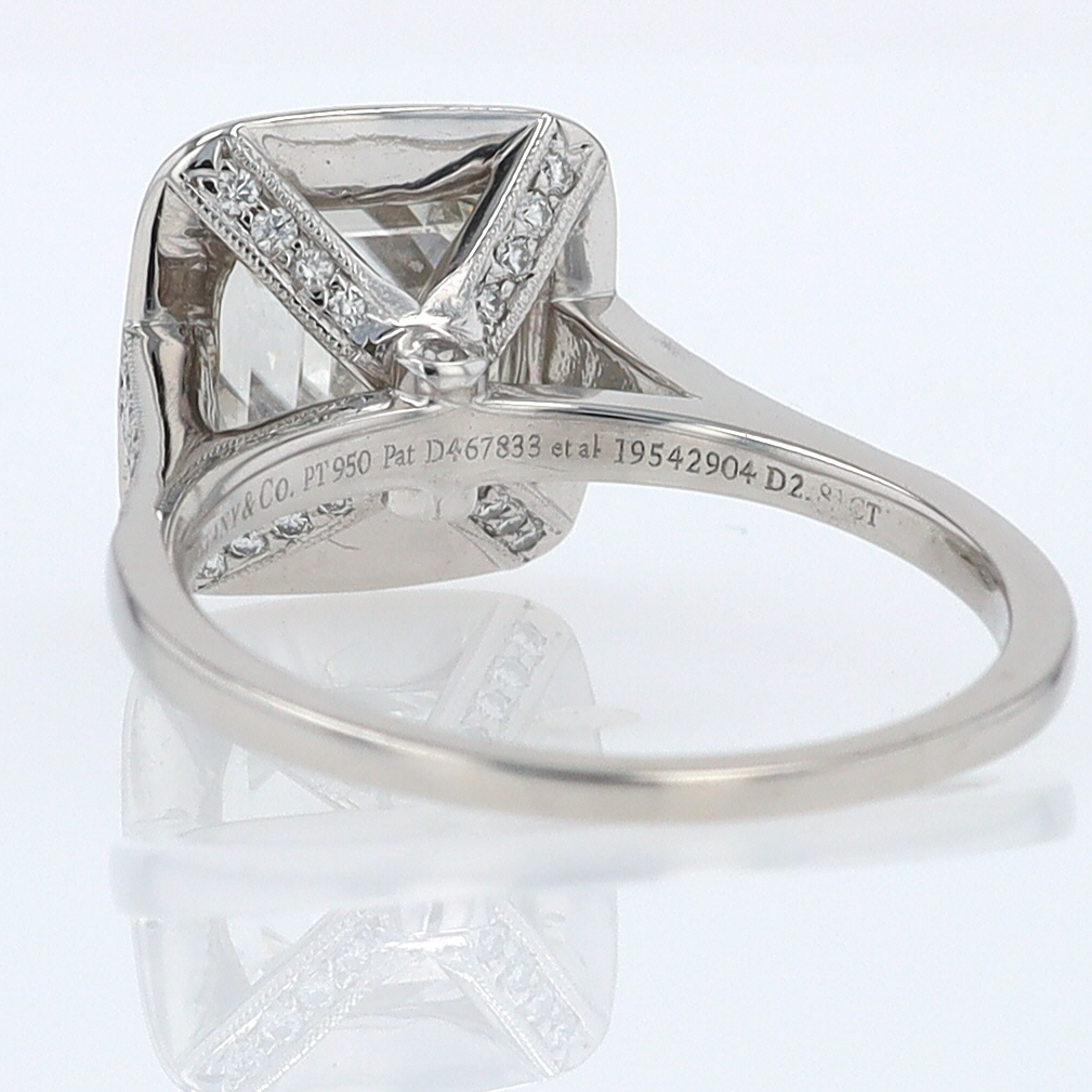SOLD Tiffany & Co. 2.81 Carat Cushion Diamond Engagement Ring