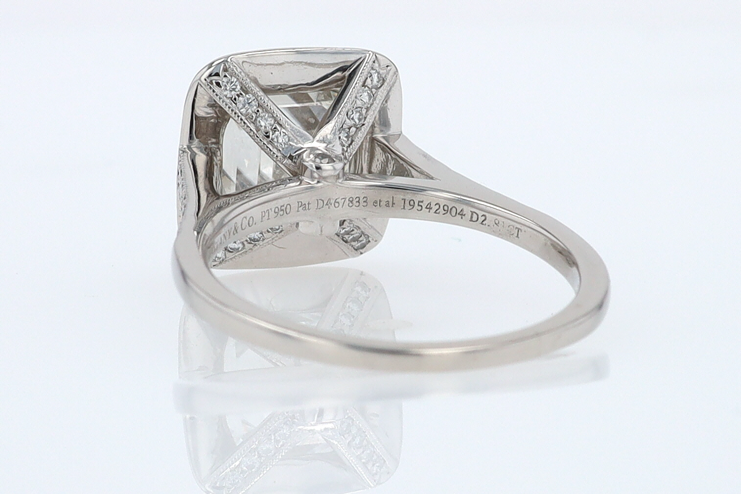 SOLD Tiffany & Co. 2.81 Carat Cushion Diamond Engagement Ring