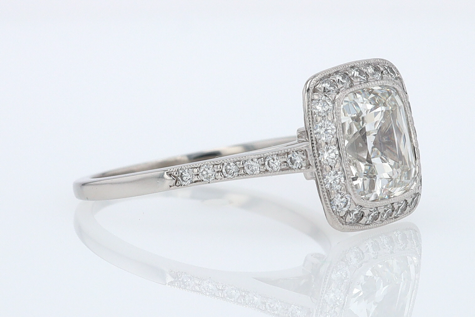 SOLD Tiffany & Co. 2.81 Carat Cushion Diamond Engagement Ring