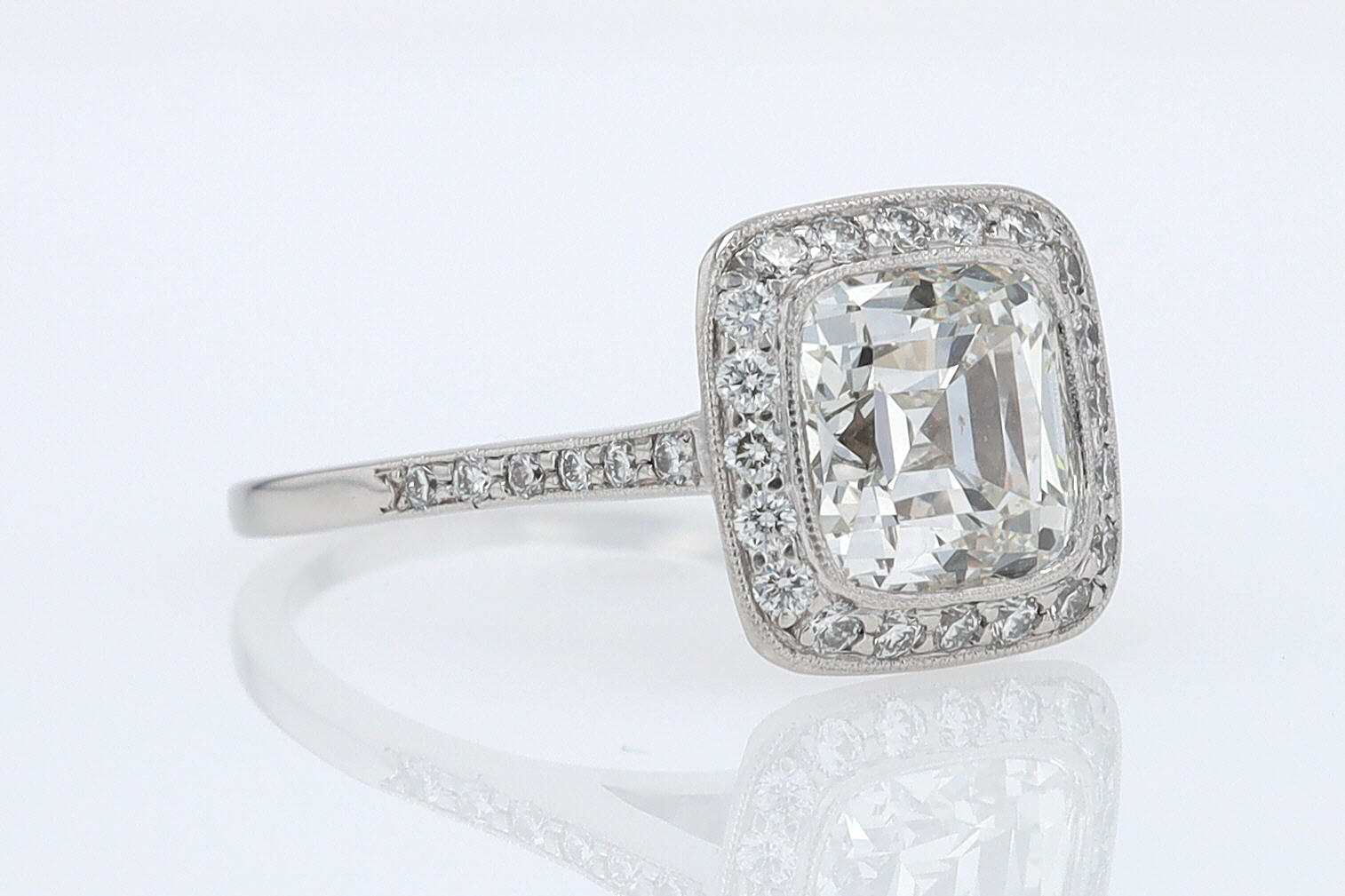 SOLD Tiffany & Co. 2.81 Carat Cushion Diamond Engagement Ring