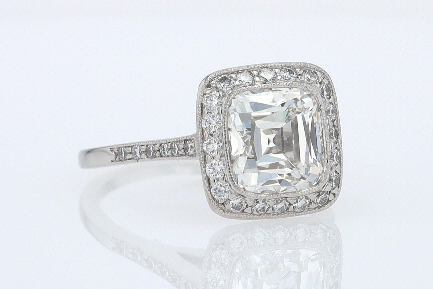 SOLD Tiffany & Co. 2.81 Carat Cushion Diamond Engagement Ring