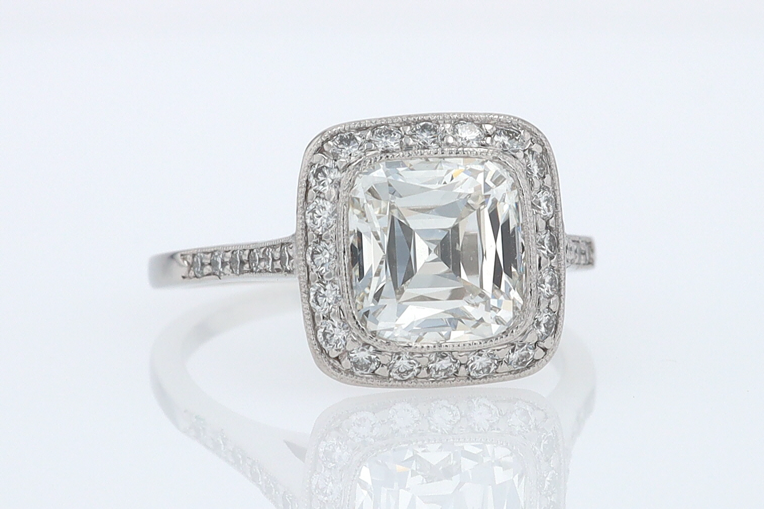 SOLD Tiffany & Co. 2.81 Carat Cushion Diamond Engagement Ring