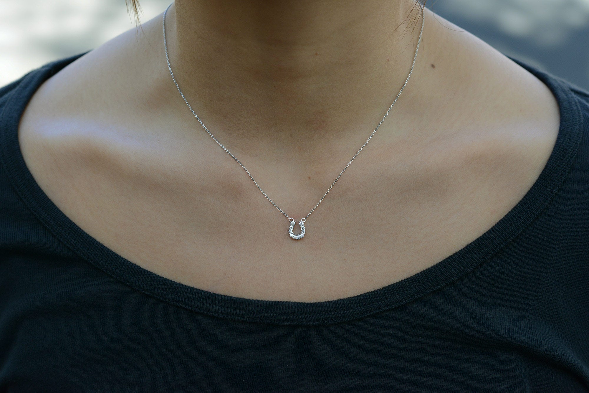 SOLD White Gold Equestrian Diamond Horseshoe Necklace