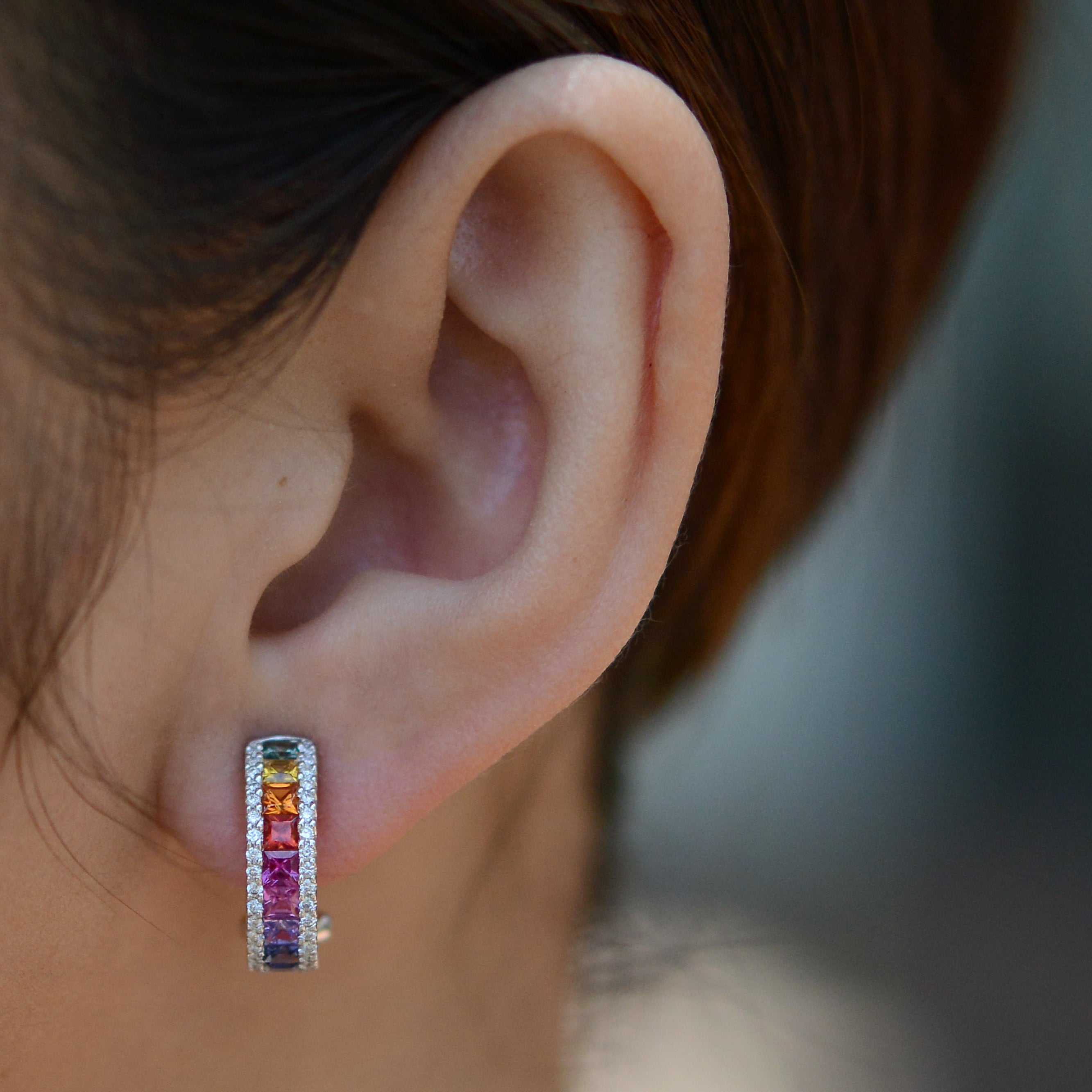 Sparkling Rainbow Sapphire Multi Color Earrings