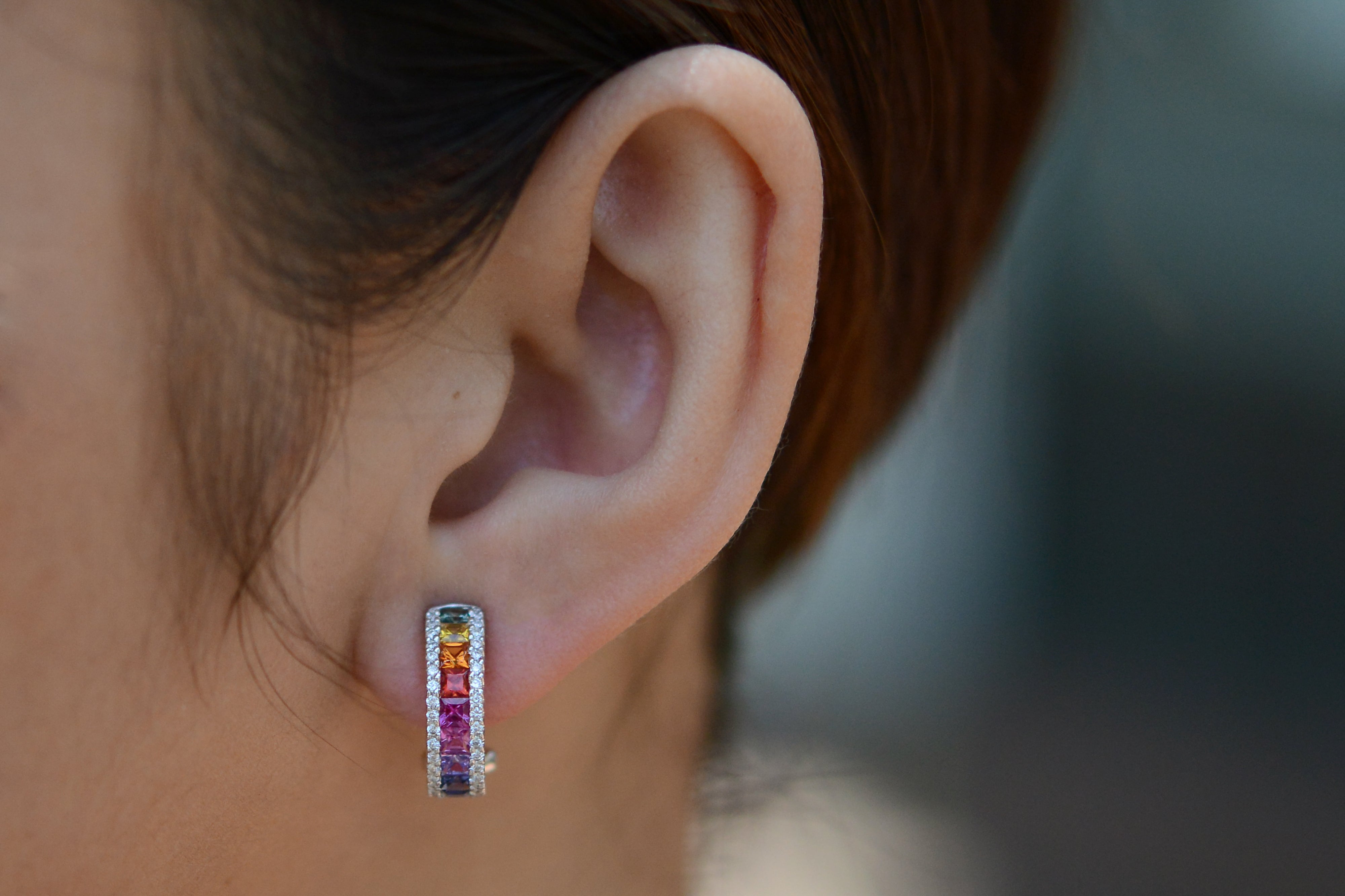 Sparkling Rainbow Sapphire Multi Color Earrings
