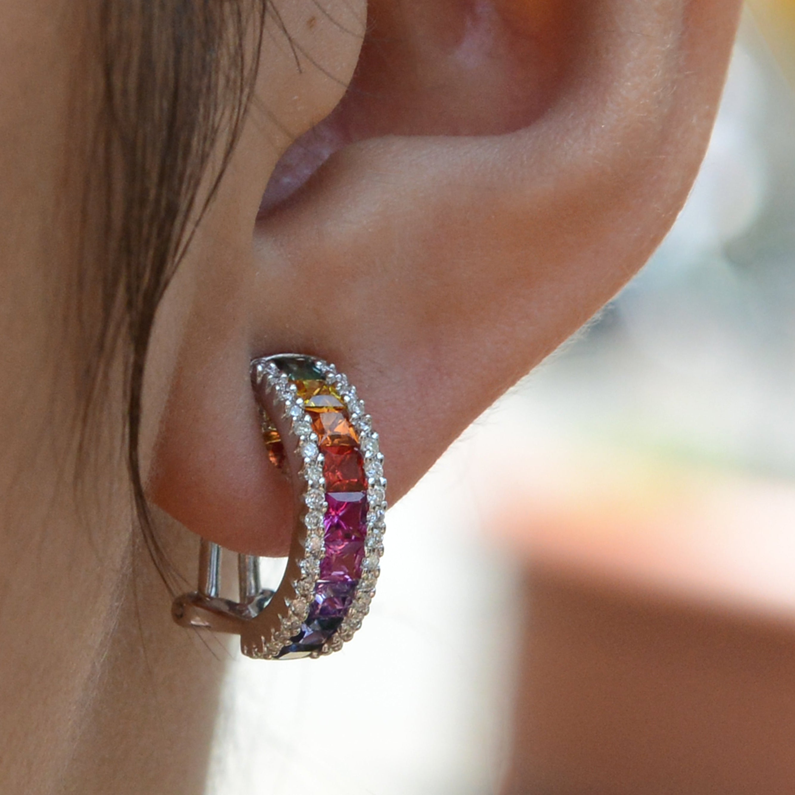 Sparkling Rainbow Sapphire Multi Color Earrings