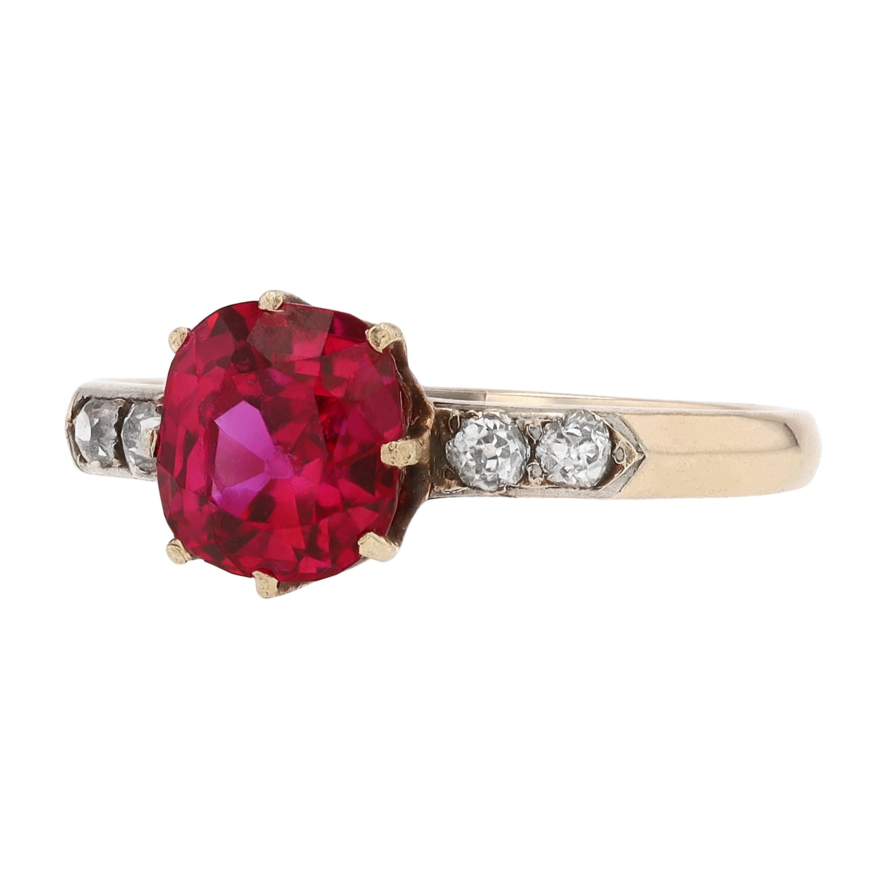 The Best Antique Victorian No Heat 1.86 Carat Burmese Ruby Ring