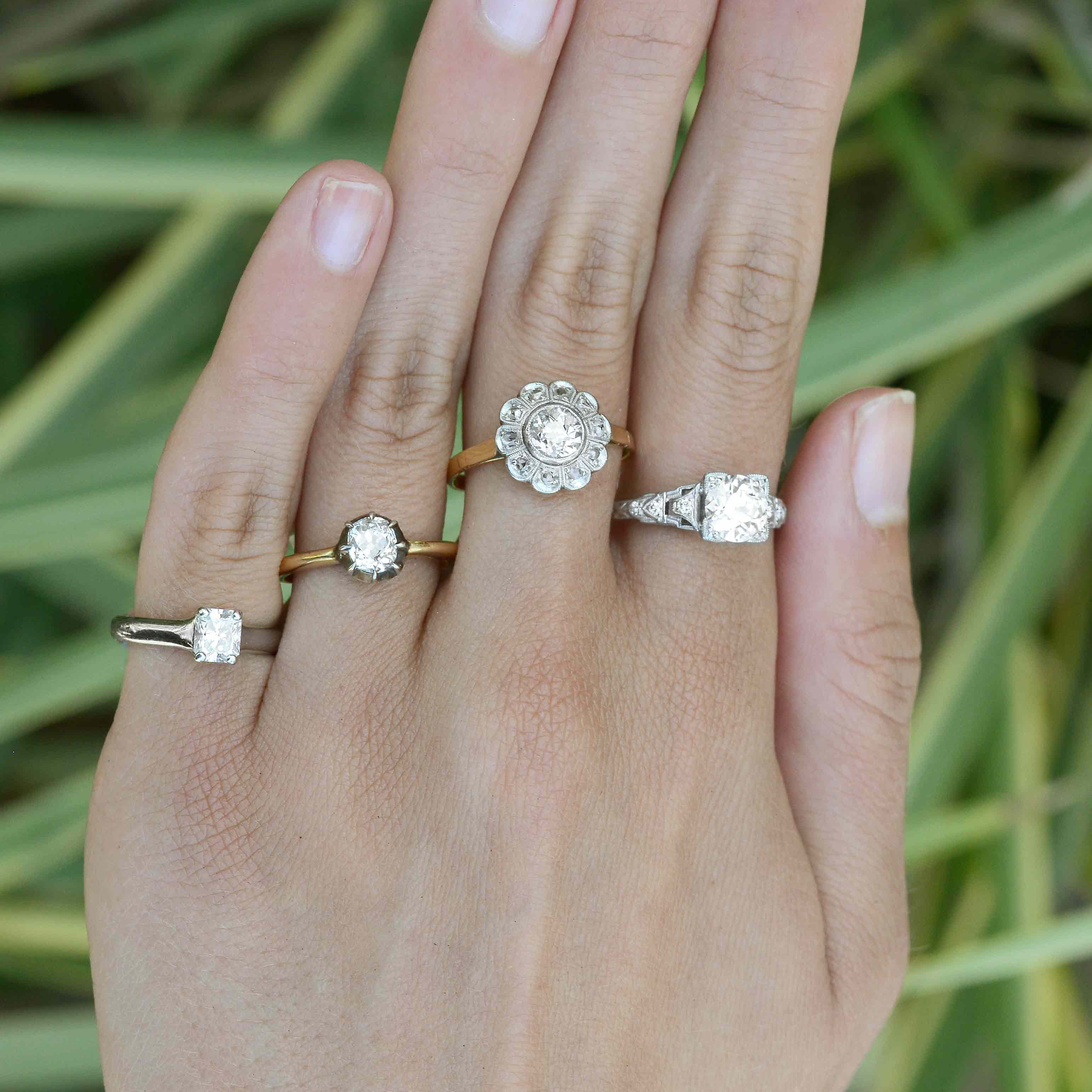 Diamond solitaire wedding rings.