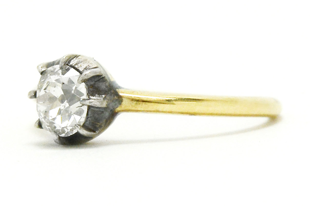 1 carat old mine cut diamond solitaire ring.