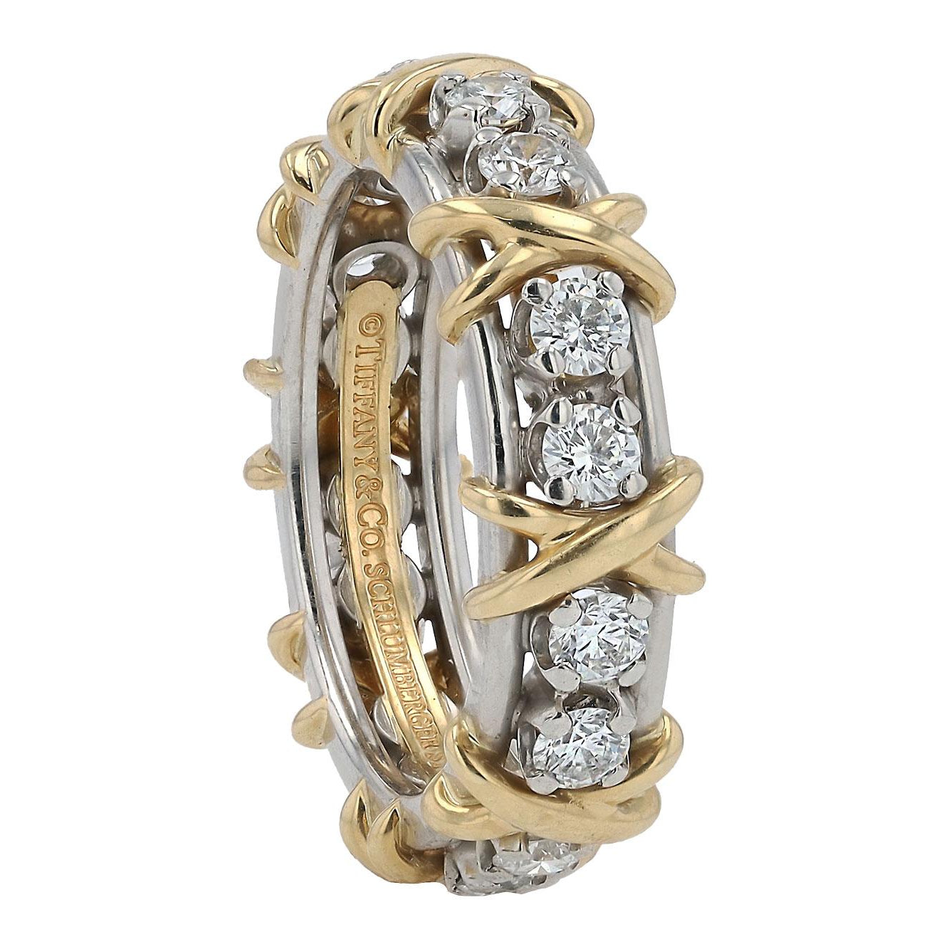 Tiffany & Co Signed Schlumberger Diamond Band Size 7