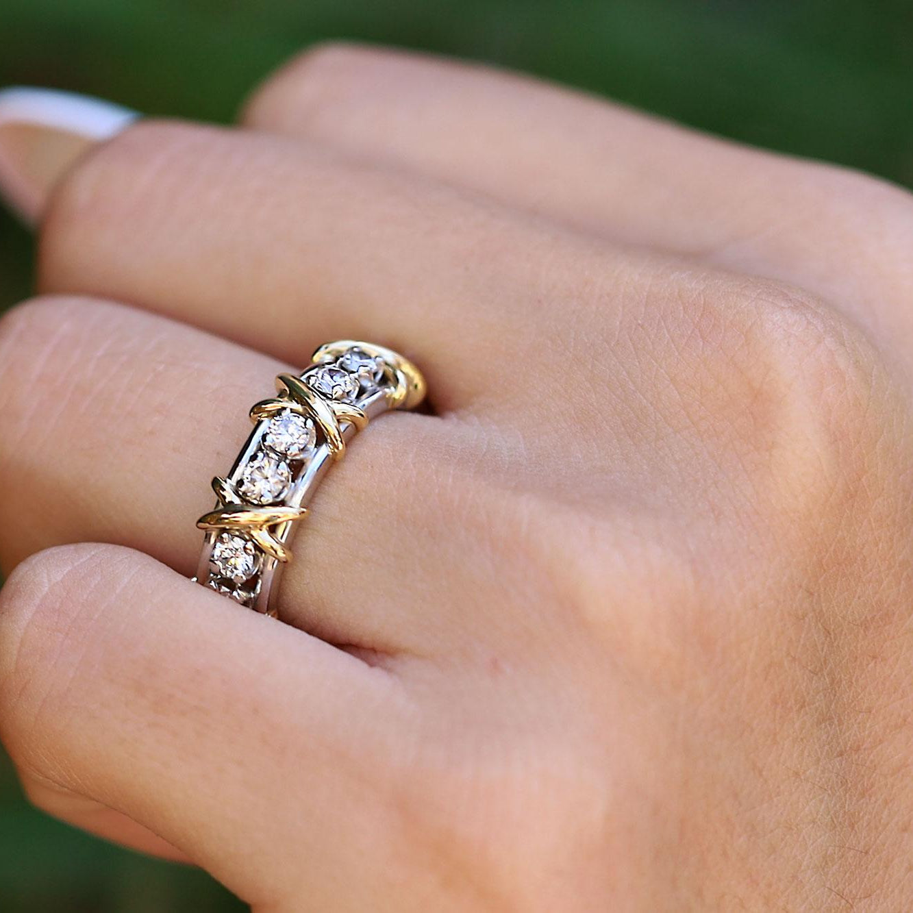 Tiffany & Co Signed Schlumberger Diamond Band Size 7