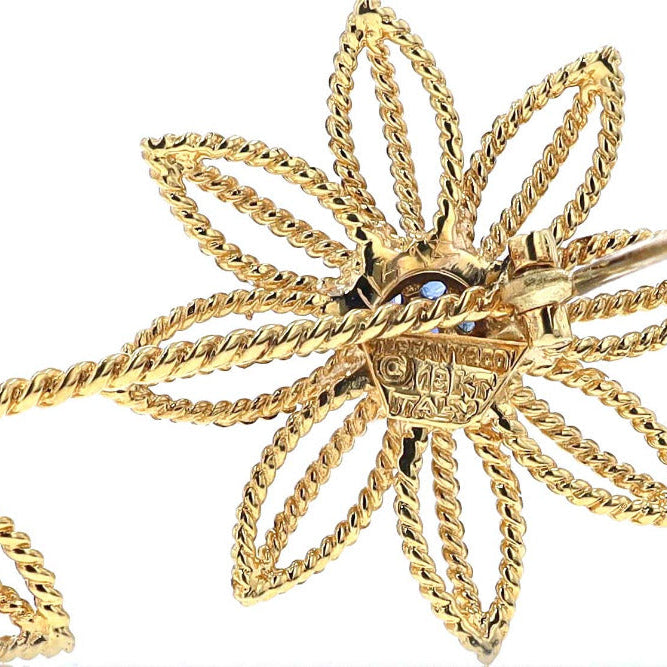 Tiffany & Co. 18K Gold & Sapphire Flower Brooch