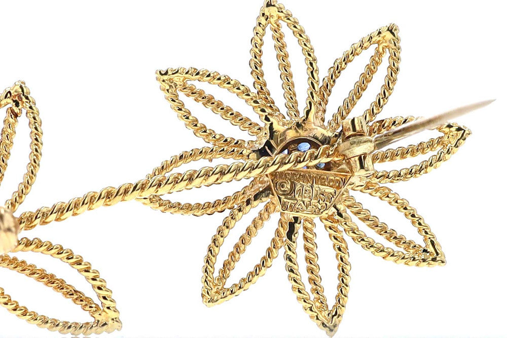 Tiffany & Co. 18K Gold & Sapphire Flower Brooch
