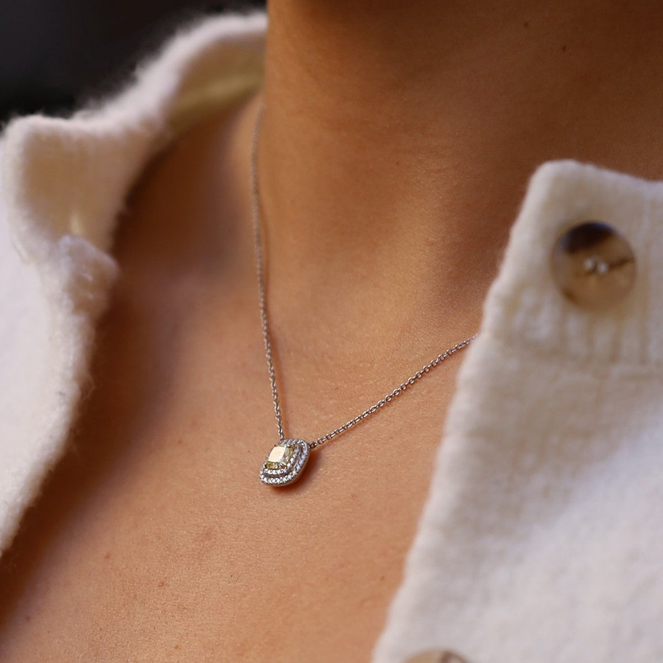 Tiffany & Co. Soleste Fancy Intense Yellow Diamond Pendant Necklace