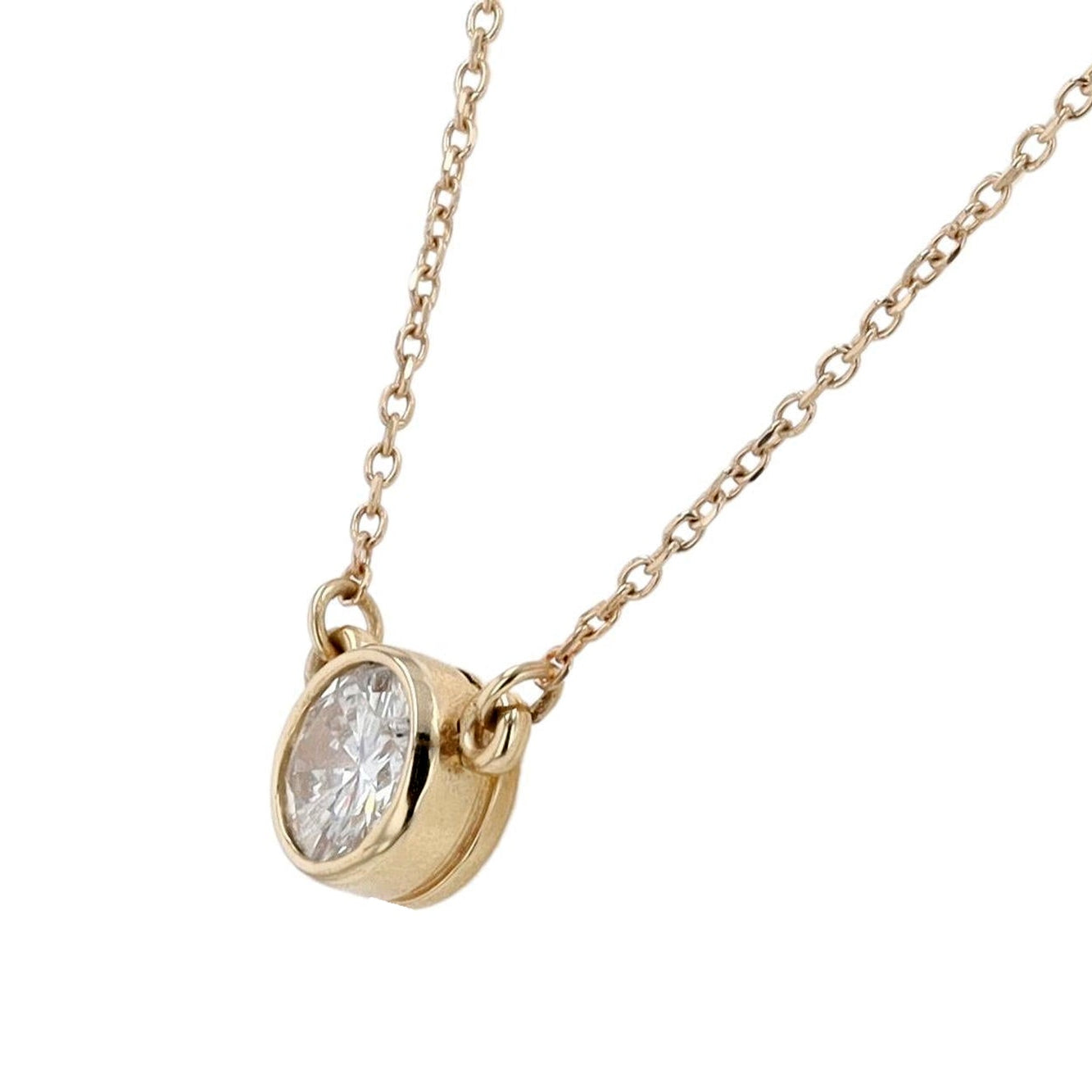 Tiffany Style Yellow Gold Diamond Solitaire Necklace