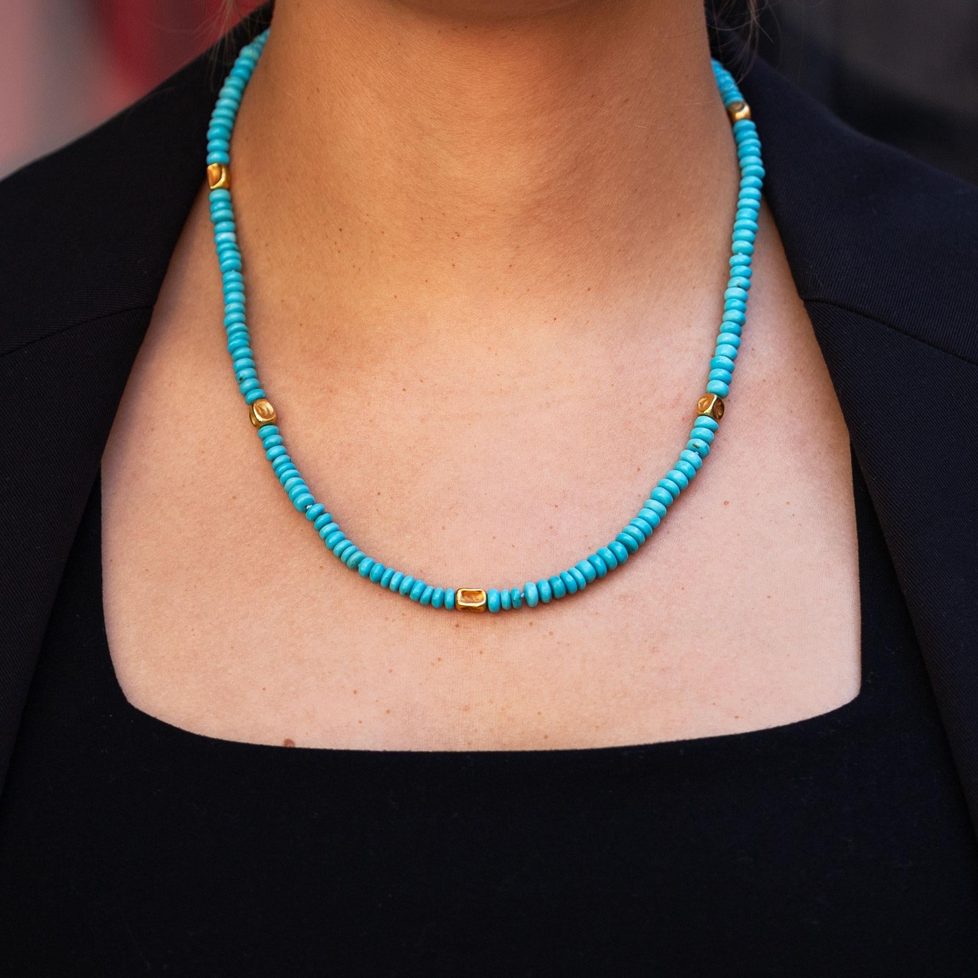 Turquoise & 18k Yellow Gold Strand Necklace