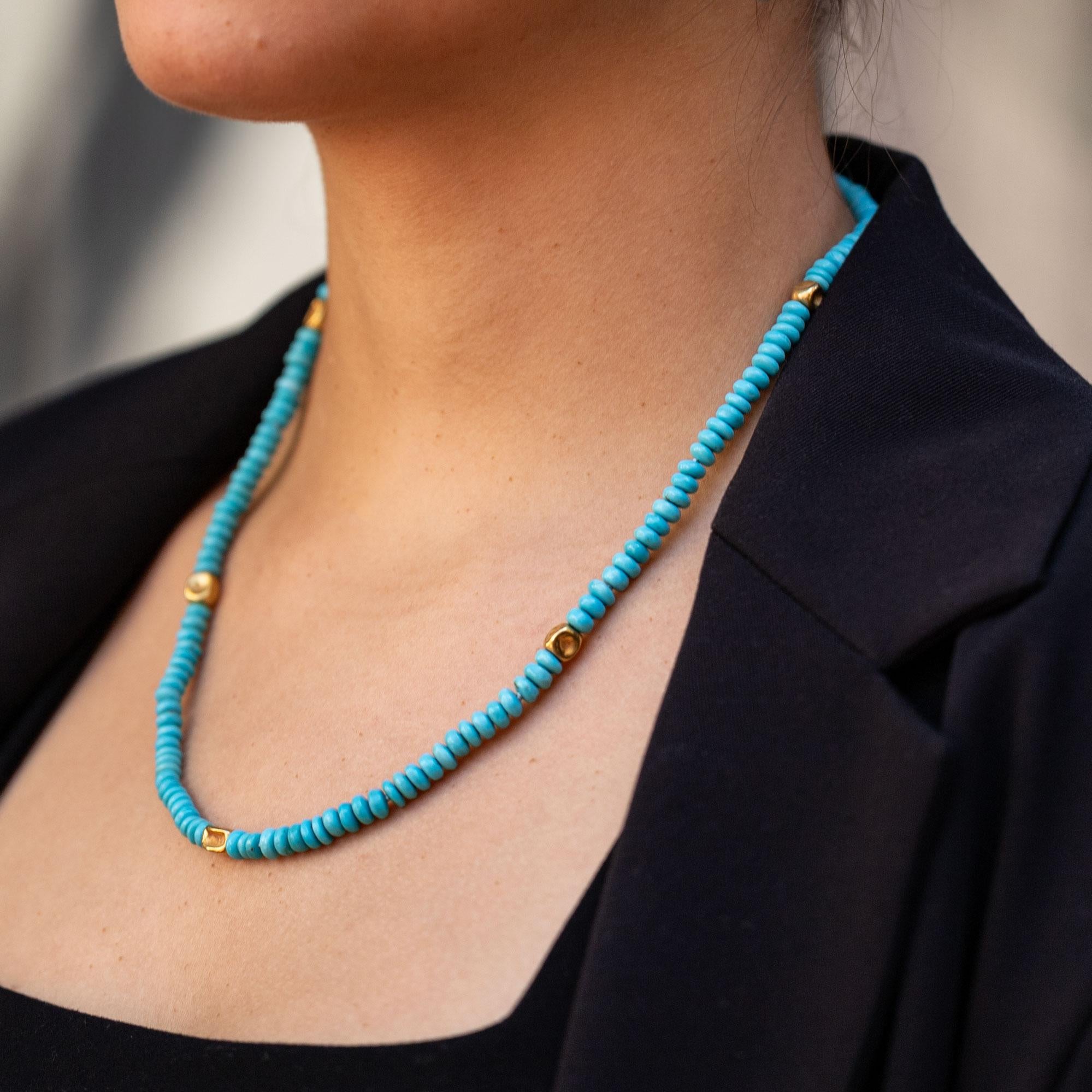 Turquoise & 18k Yellow Gold Strand Necklace