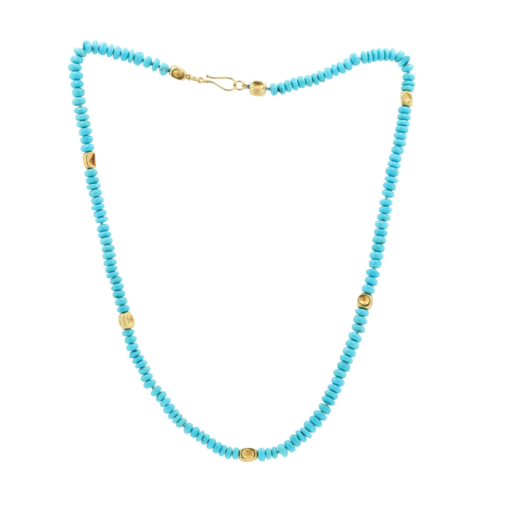 Turquoise & 18k Yellow Gold Strand Necklace