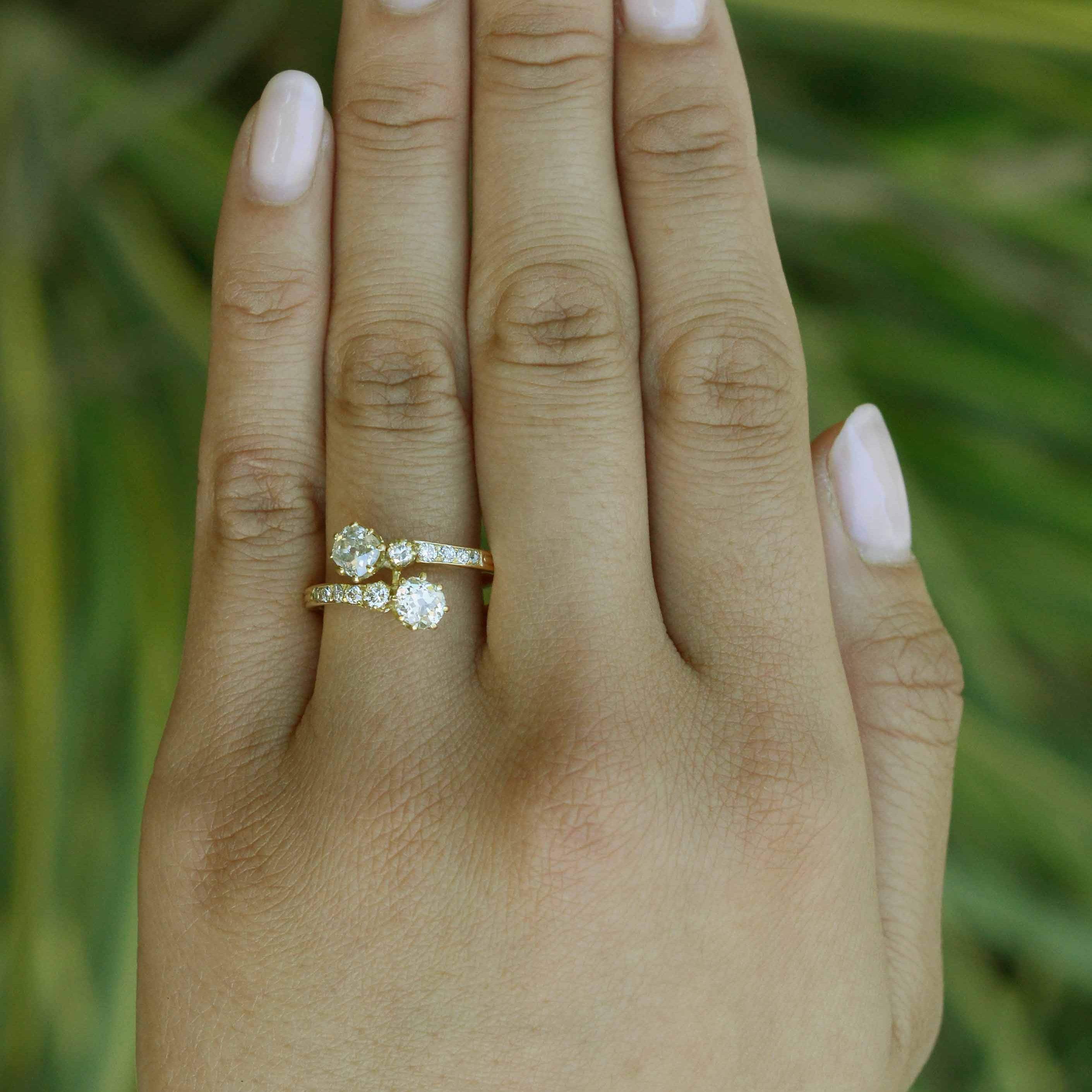 Twin Diamond Toi Et Moi Antique Engagement Ring