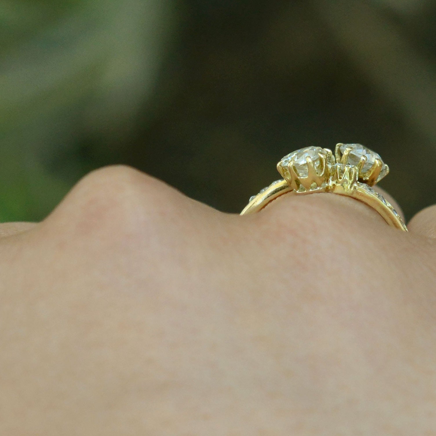 Twin Diamond Toi Et Moi Antique Engagement Ring