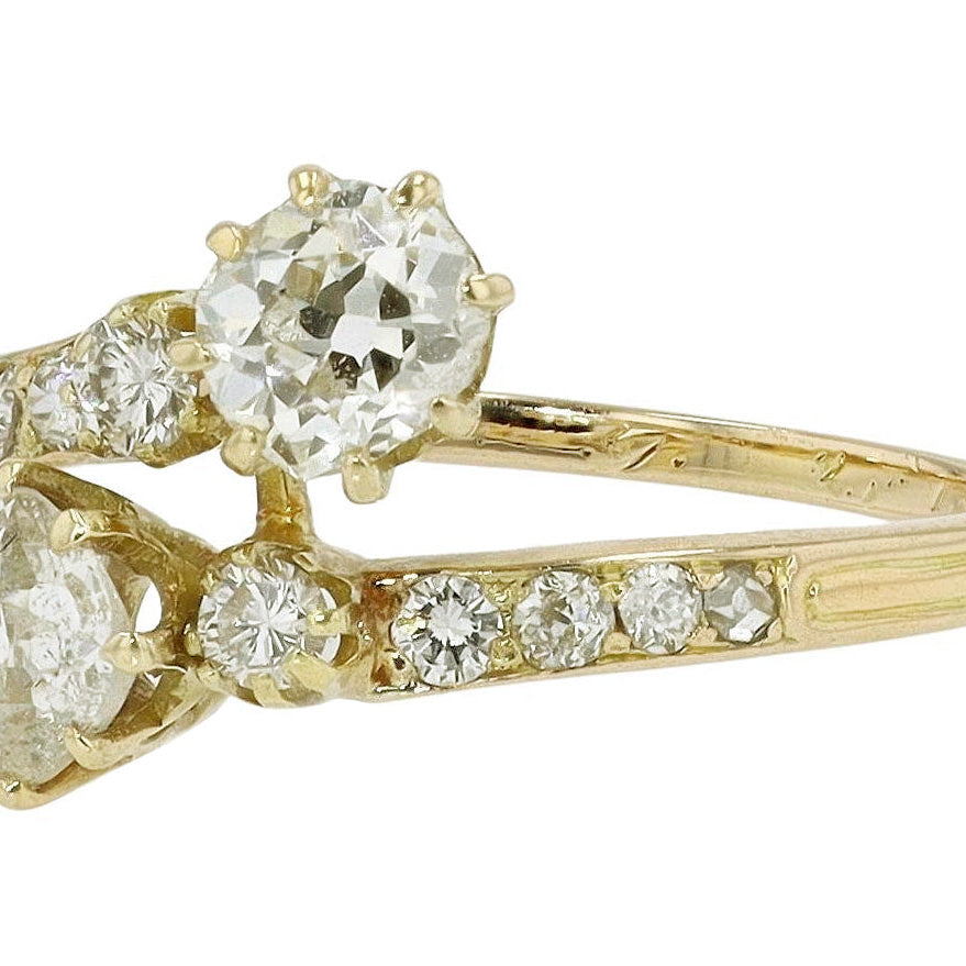 Twin Diamond Toi Et Moi Antique Engagement Ring