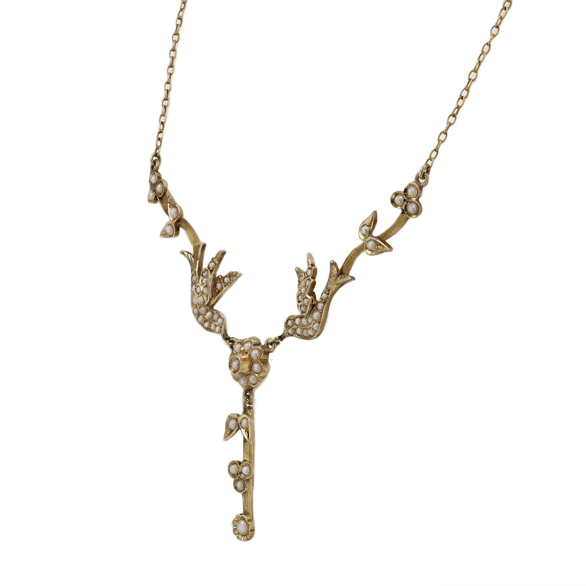 Victorian Seed Pearl Love Birds Necklace