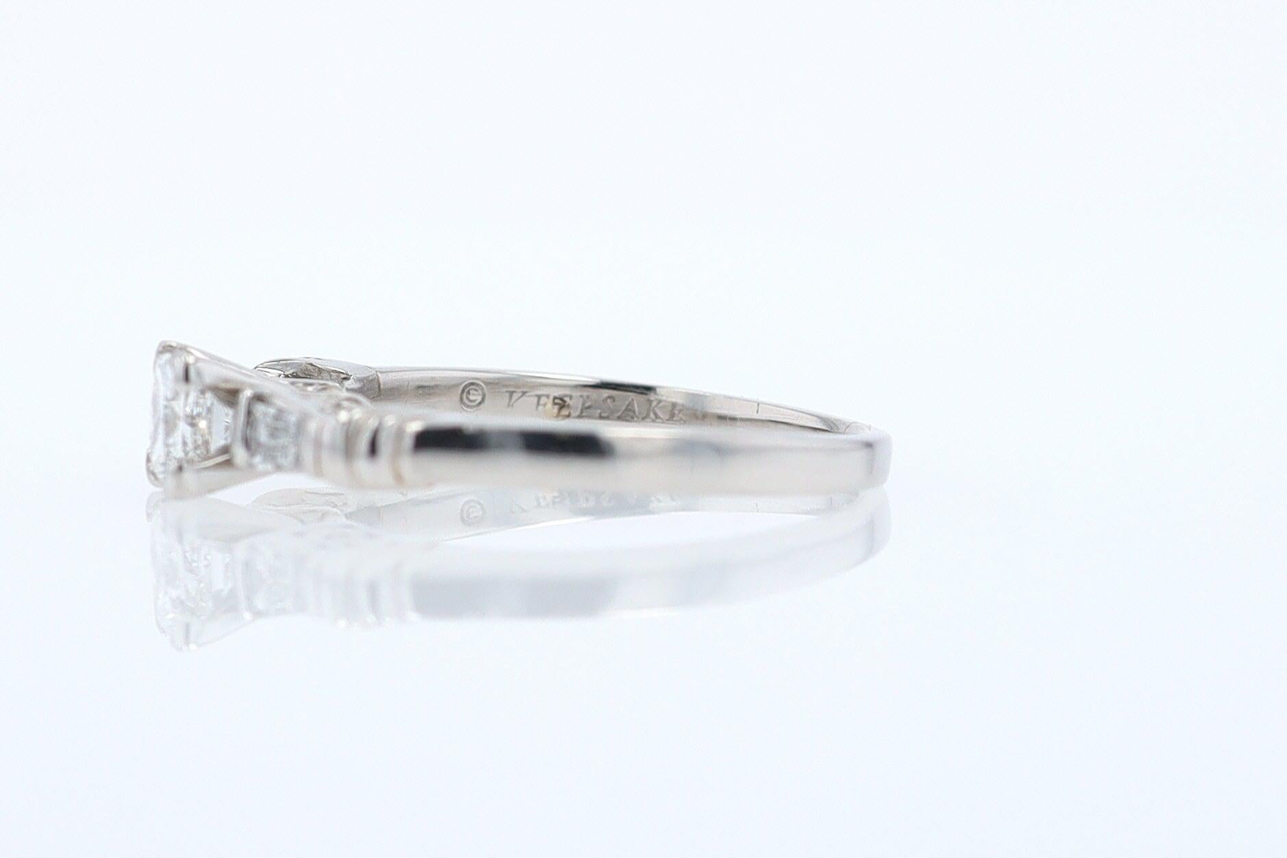 Vintage 1/2 Carat Petite Princess Cut Diamond Engagement Ring