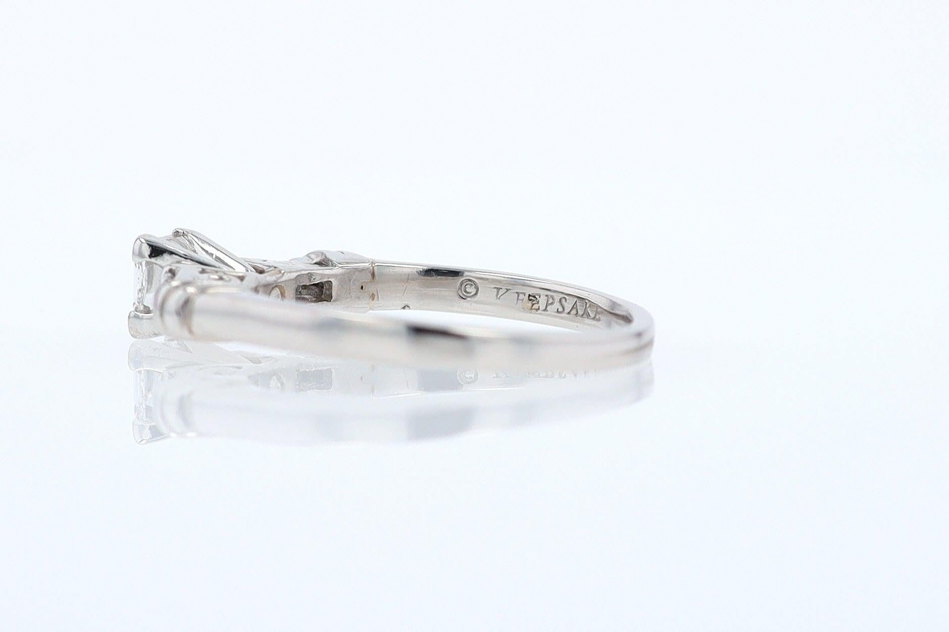 Vintage 1/2 Carat Petite Princess Cut Diamond Engagement Ring