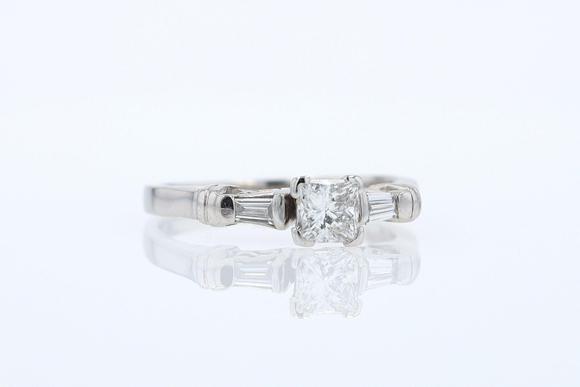 Vintage 1/2 Carat Petite Princess Cut Diamond Engagement Ring