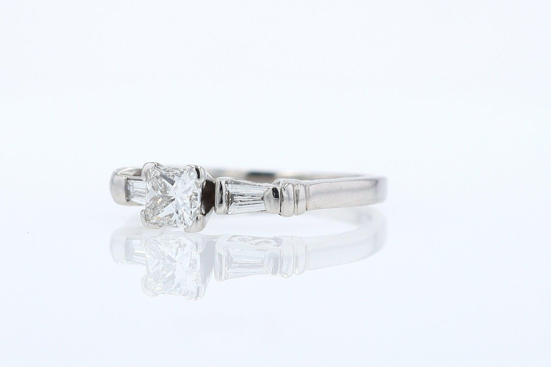 Vintage 1/2 Carat Petite Princess Cut Diamond Engagement Ring