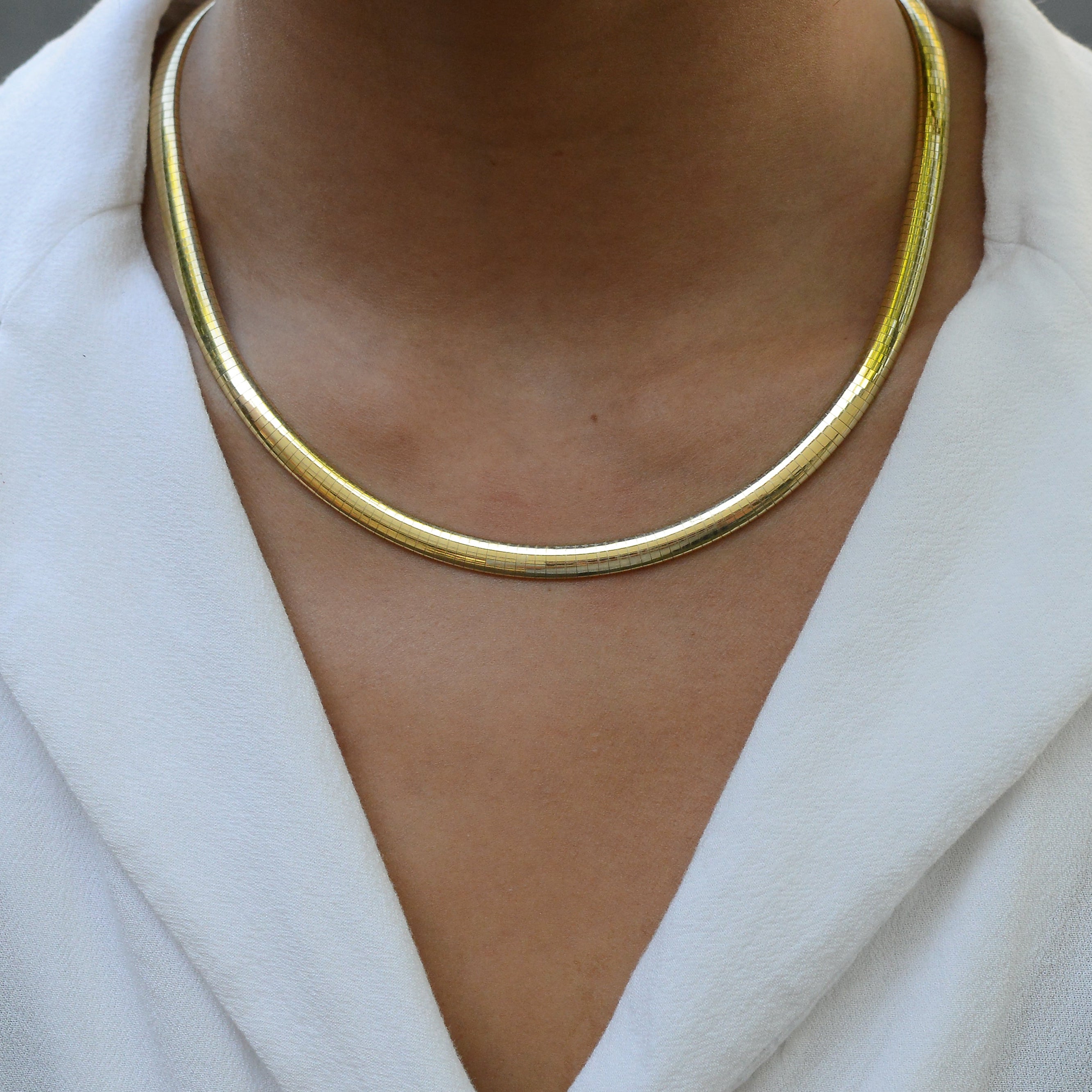 Vintage 14 Karat Yellow Gold Wide Omega Necklace