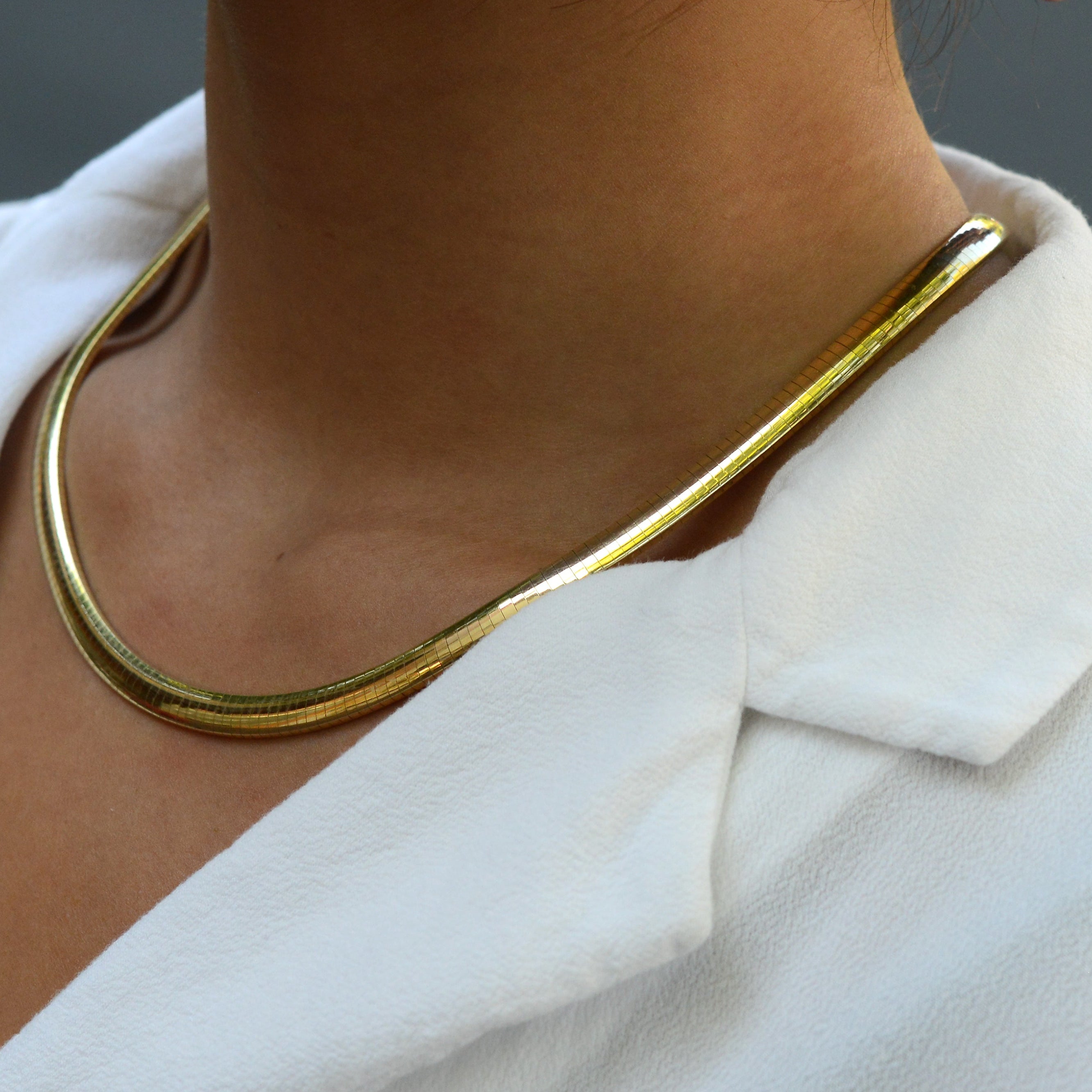 Vintage 14 Karat Yellow Gold Wide Omega Necklace