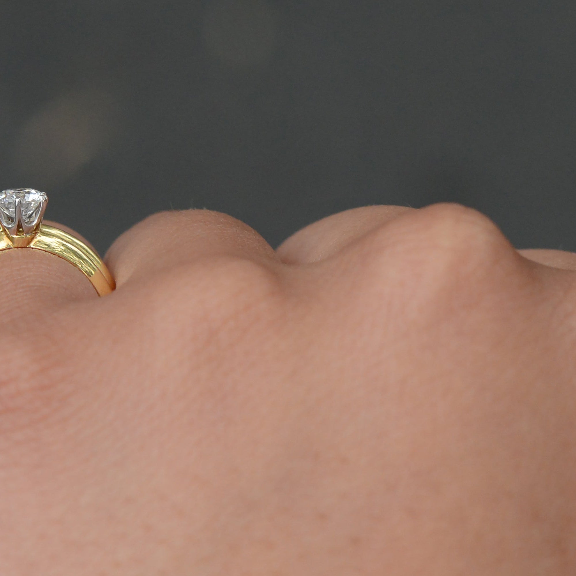 Vintage 18K Yellow Gold Tiffany & Co. Solitaire Diamond Wedding Set