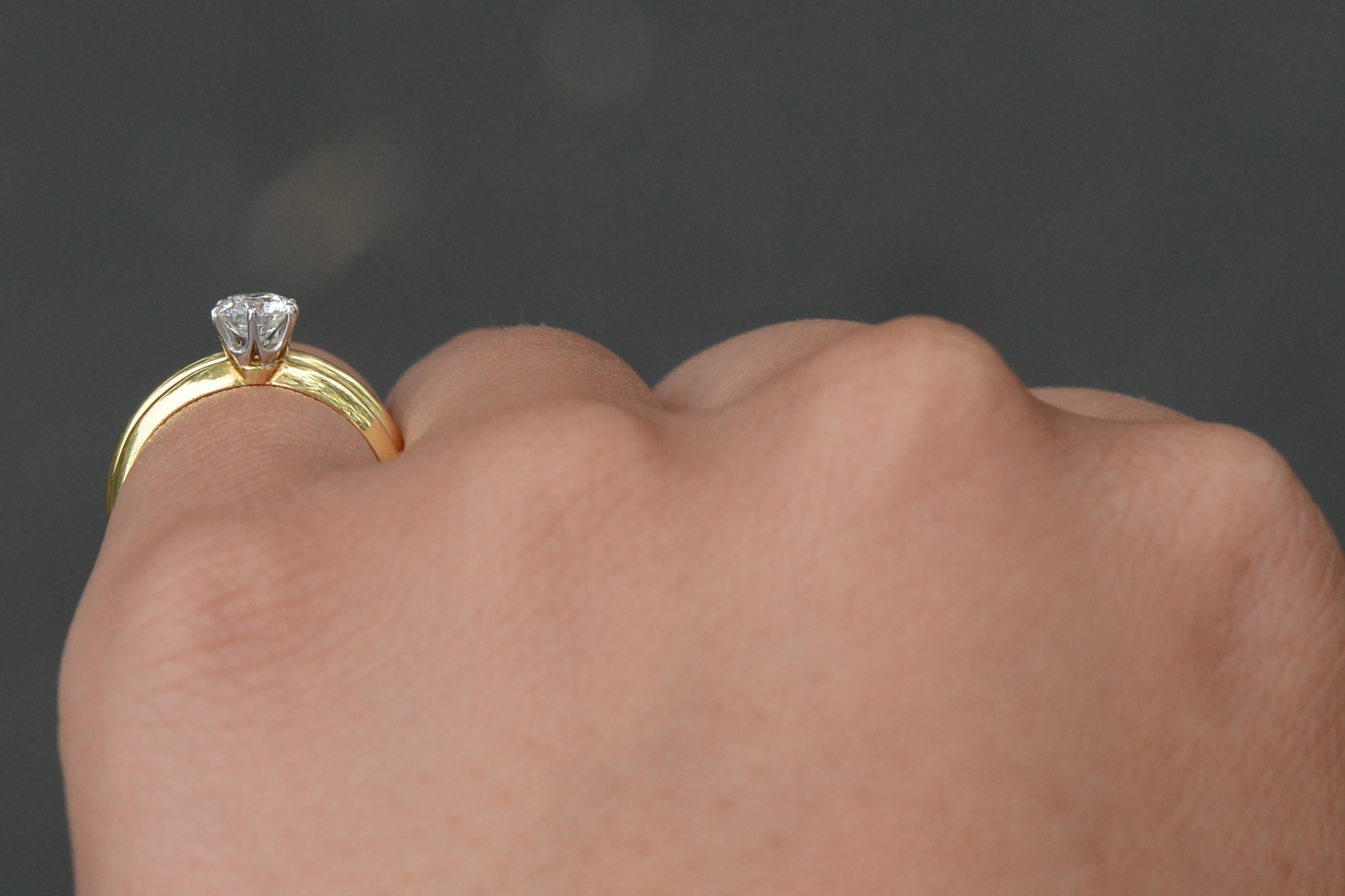 Vintage 18K Yellow Gold Tiffany & Co. Solitaire Diamond Wedding Set