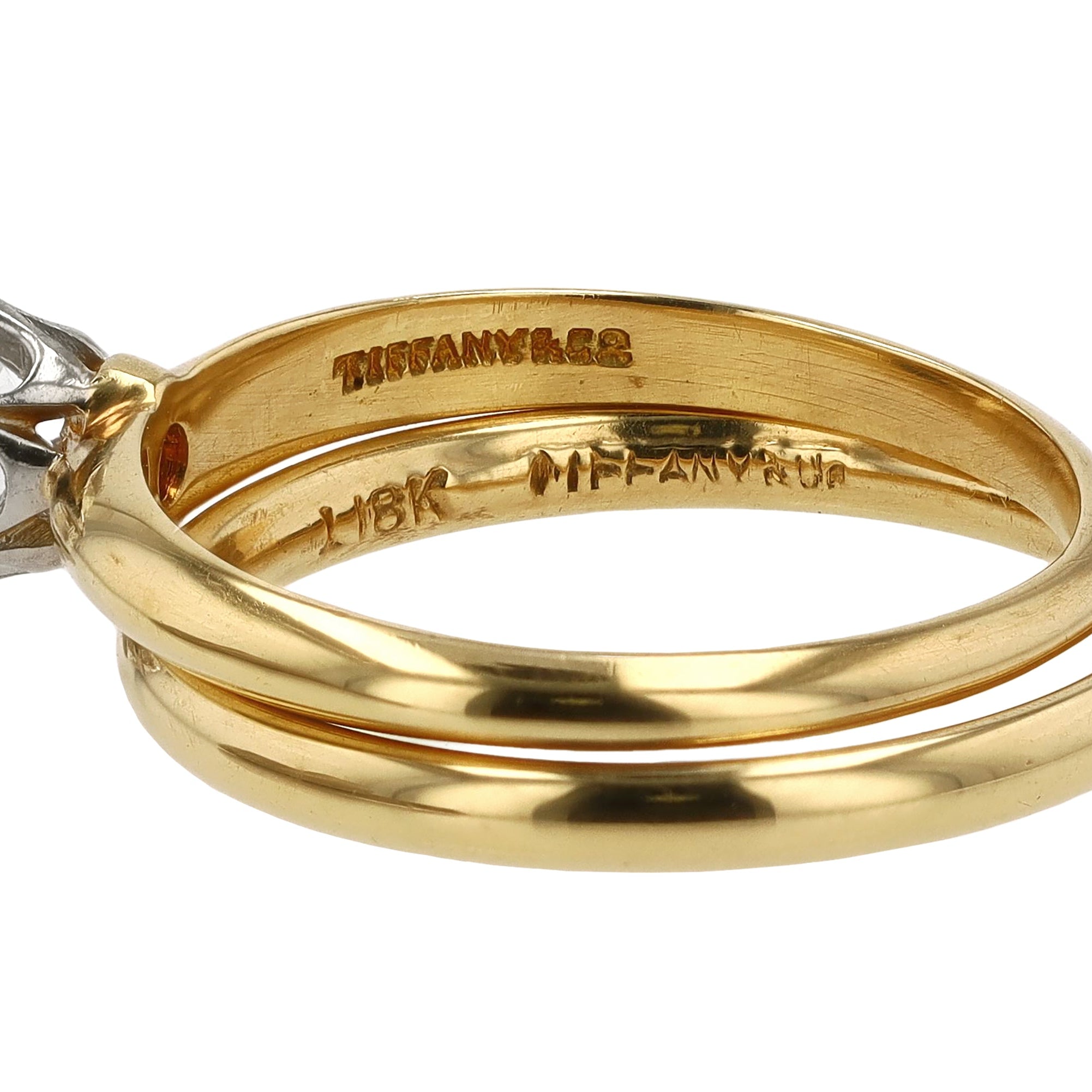 Vintage 18K Yellow Gold Tiffany & Co. Solitaire Diamond Wedding Set
