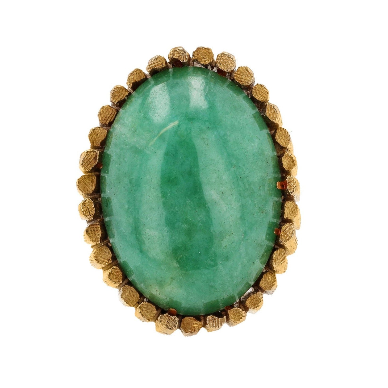 Vintage 1960s 15 Carat Jadeite Modernist Cocktail Ring