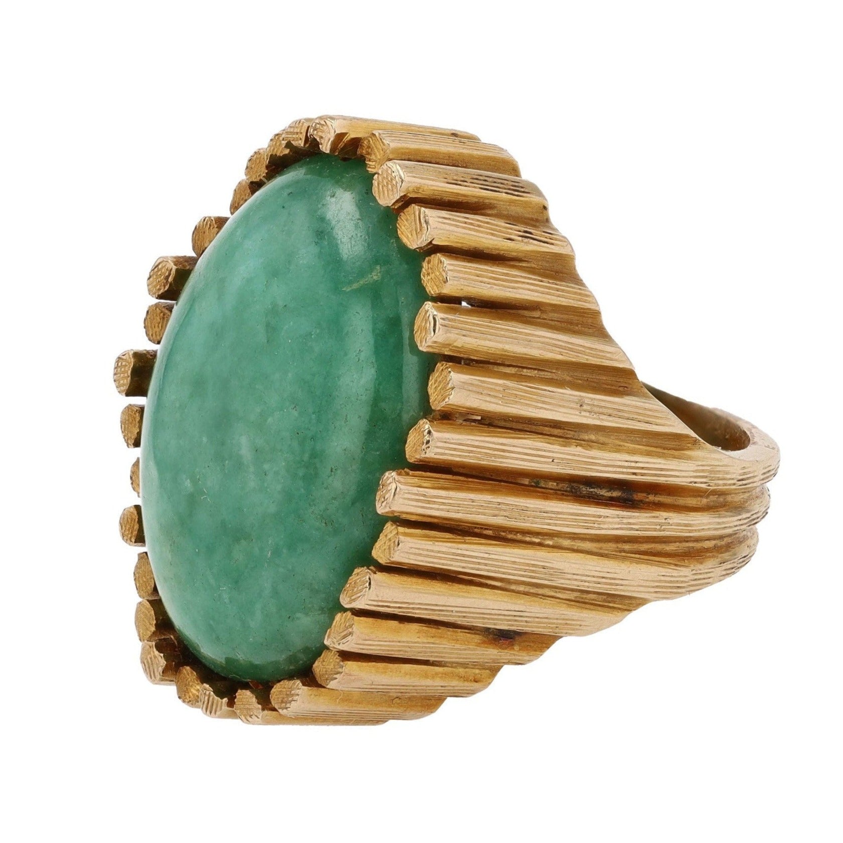 Vintage 1960s 15 Carat Jadeite Modernist Cocktail Ring