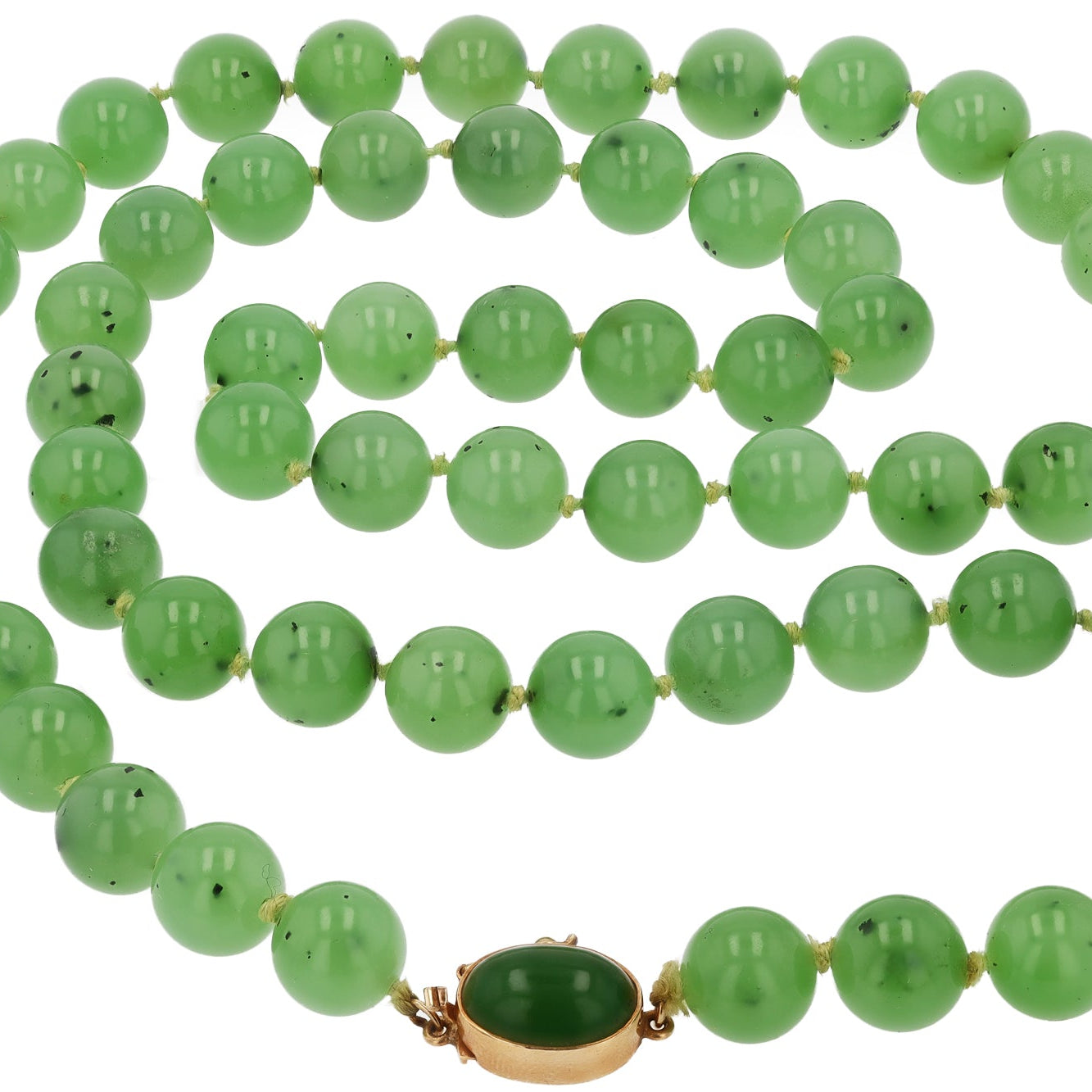 Vintage 1960s Gump's Untreated Siberian Jade Bead Necklace