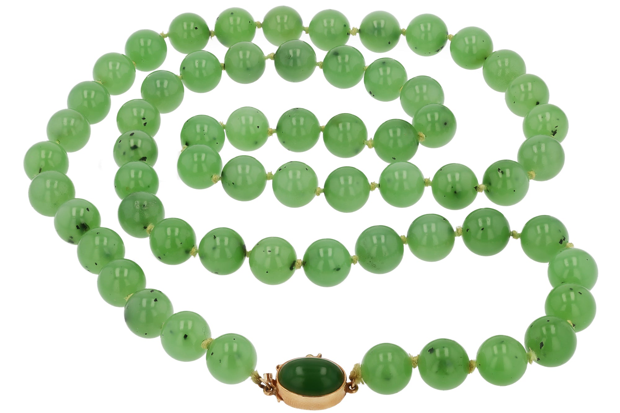 Vintage 1960s Gump's Untreated Siberian Jade Bead Necklace