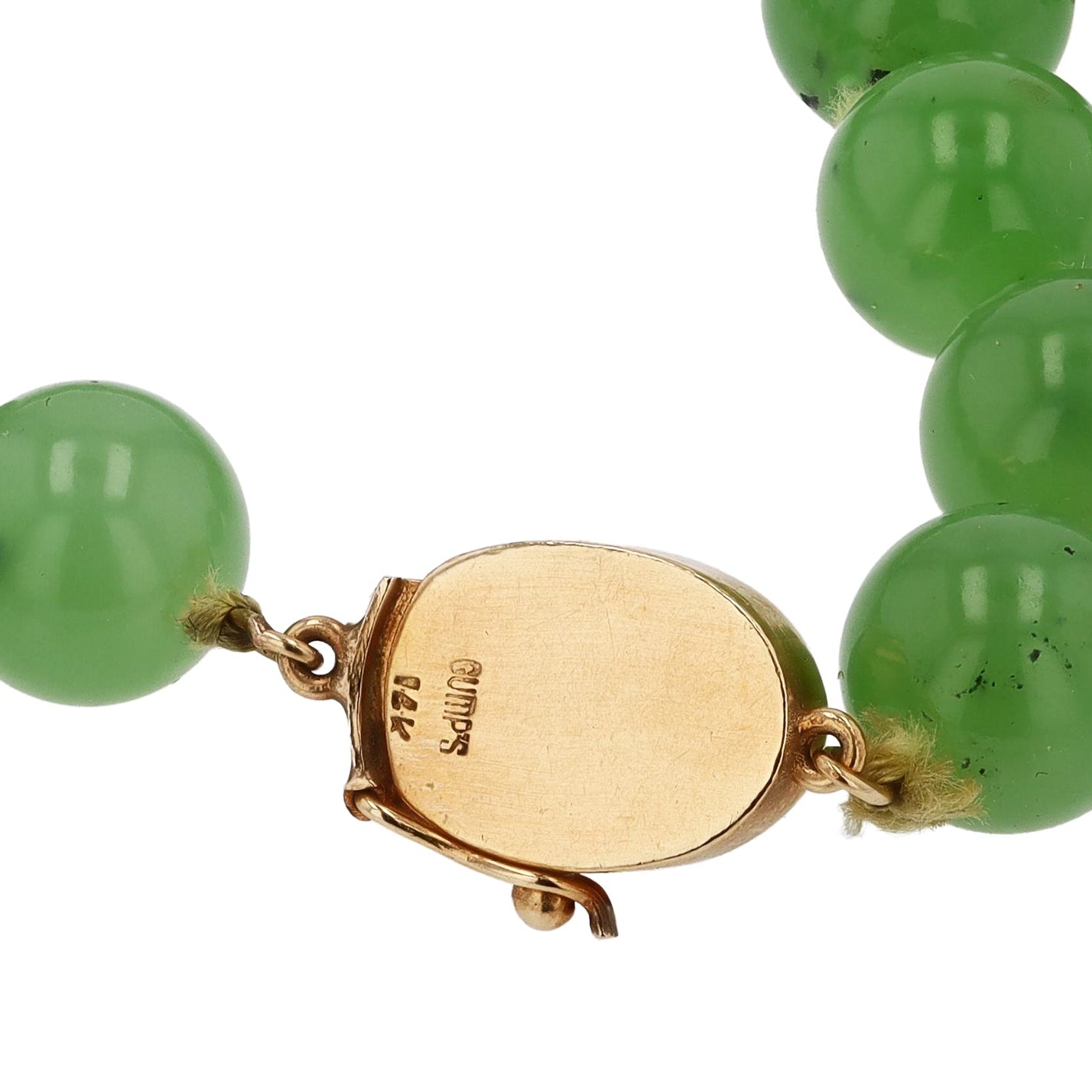 Vintage 1960s Gump's Untreated Siberian Jade Bead Necklace