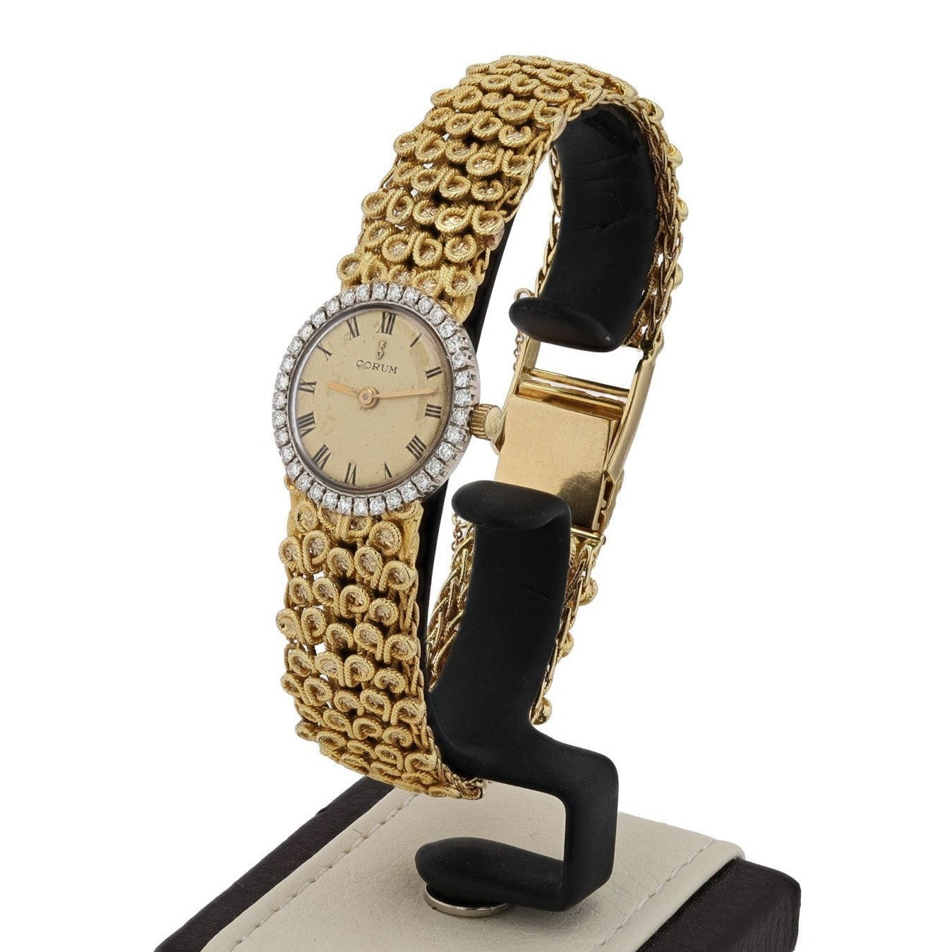 Vintage 1970's Corum 18k Gold Ladies Diamond Cocktail Watch