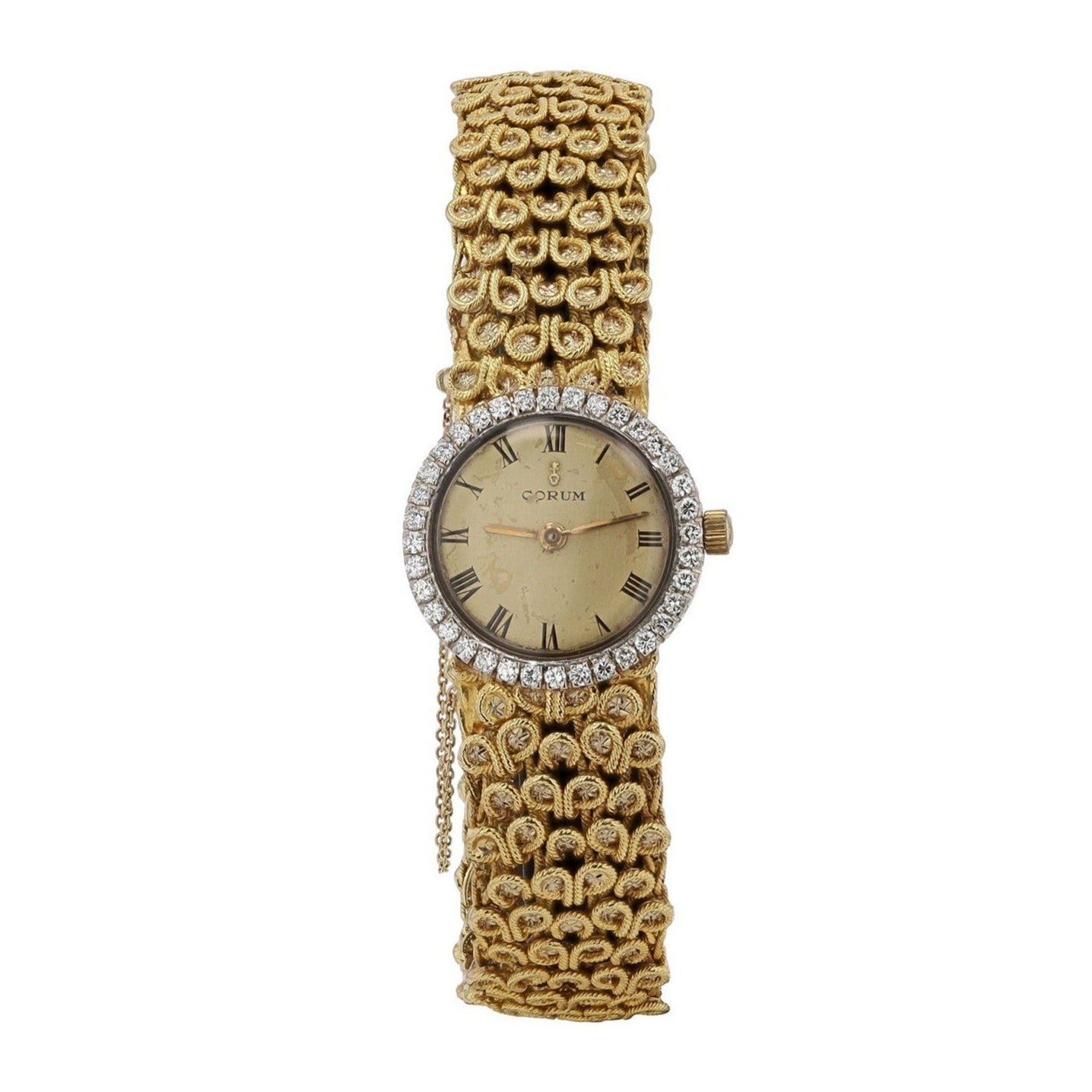 Vintage 1970's Corum 18k Gold Ladies Diamond Cocktail Watch